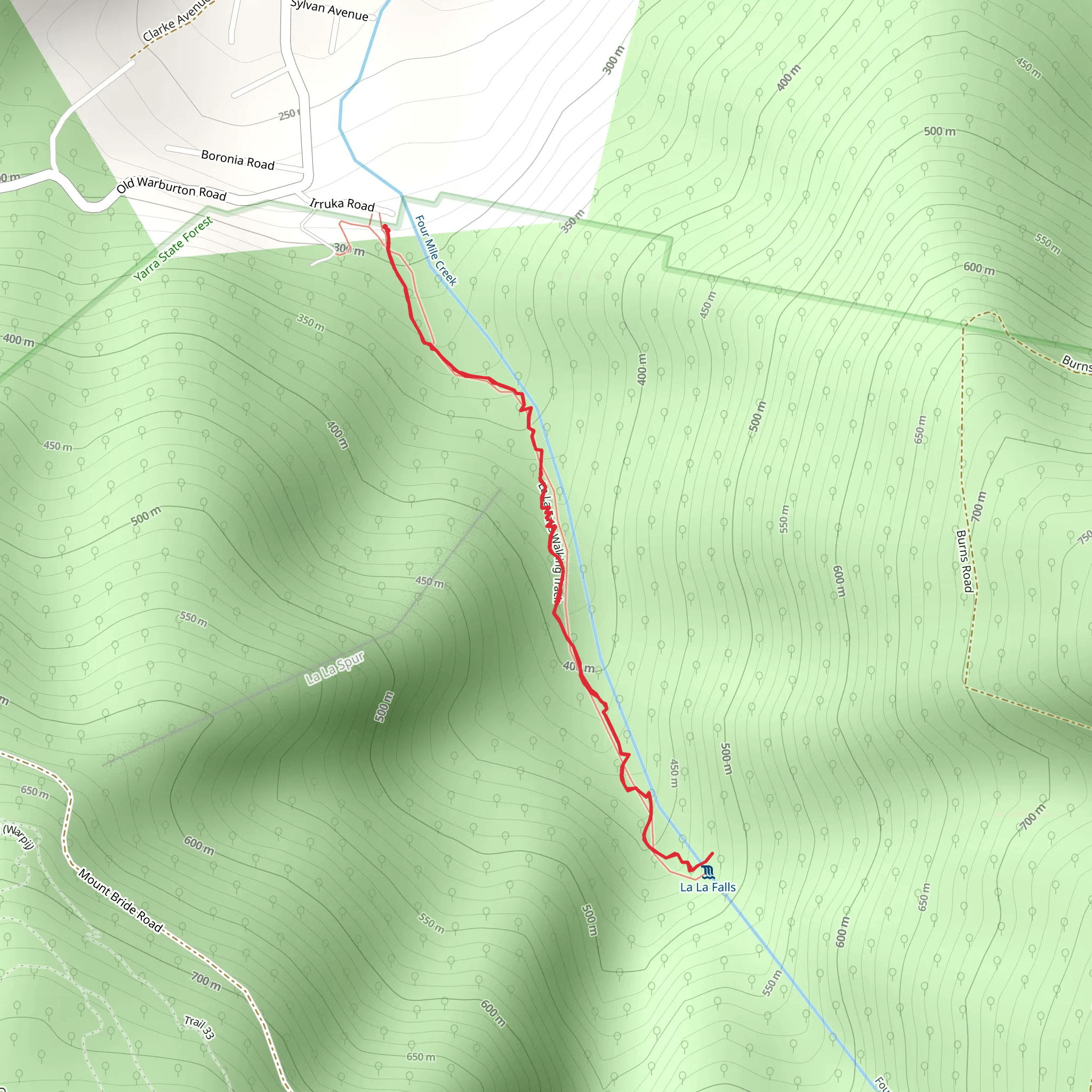 La La Falls Trail mobile static map
