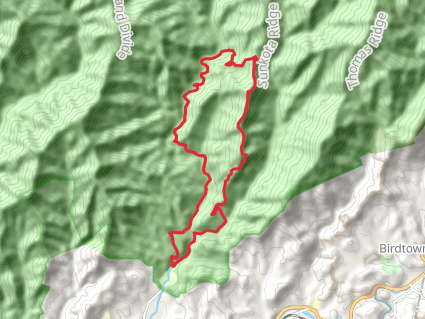 An image depicting the trail Deep Creek and Sunkota Ridge Loop Trail and its surrounding area.