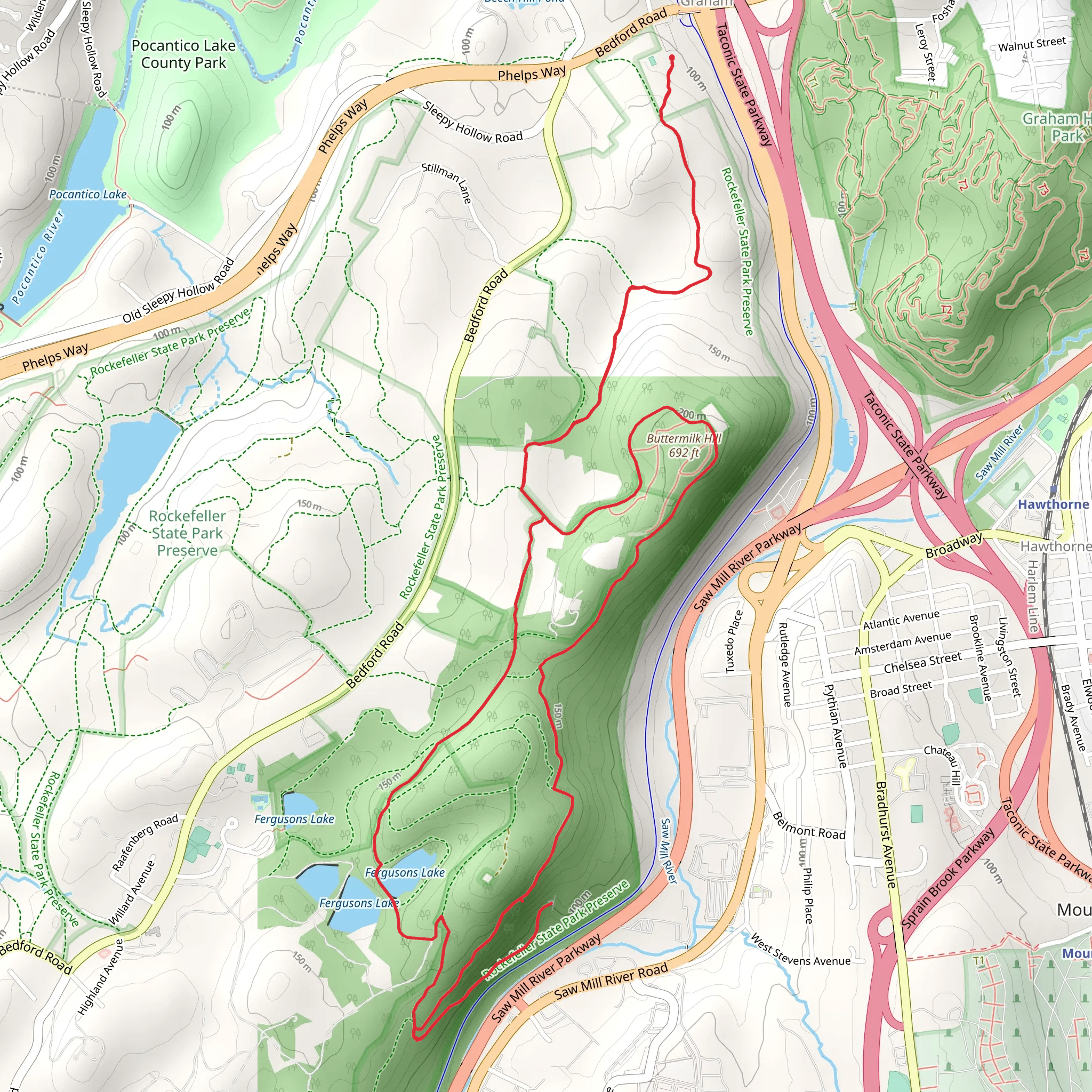 Buttermilk Hill and Pocantico Hills Loop Trail mobile static map