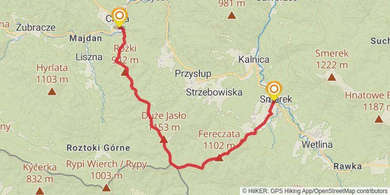Main Beskid Trail stage 27 Map