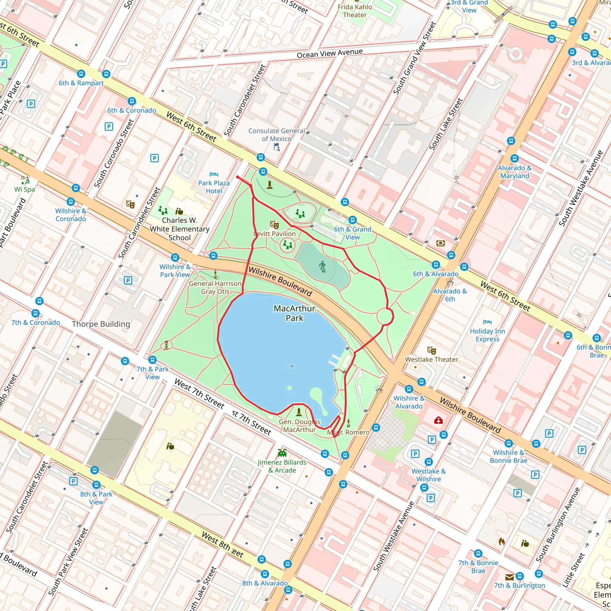 MacArthur Park Lake Loop mobile static map