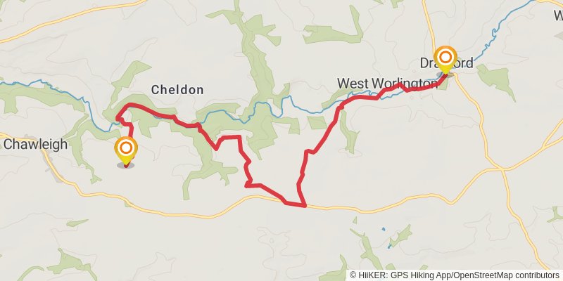 Ridge and Valley Walk - Little Dart stage 2 Map