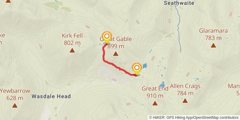 Kirk Fell and Great Gable Loop via Black Head Pass alt 2 Map