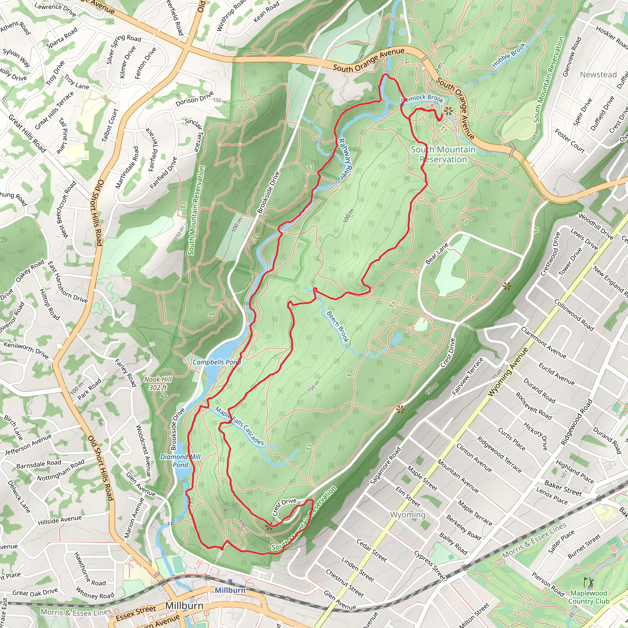Campbells Pond and Diamond Mill Pond Loop mobile static map