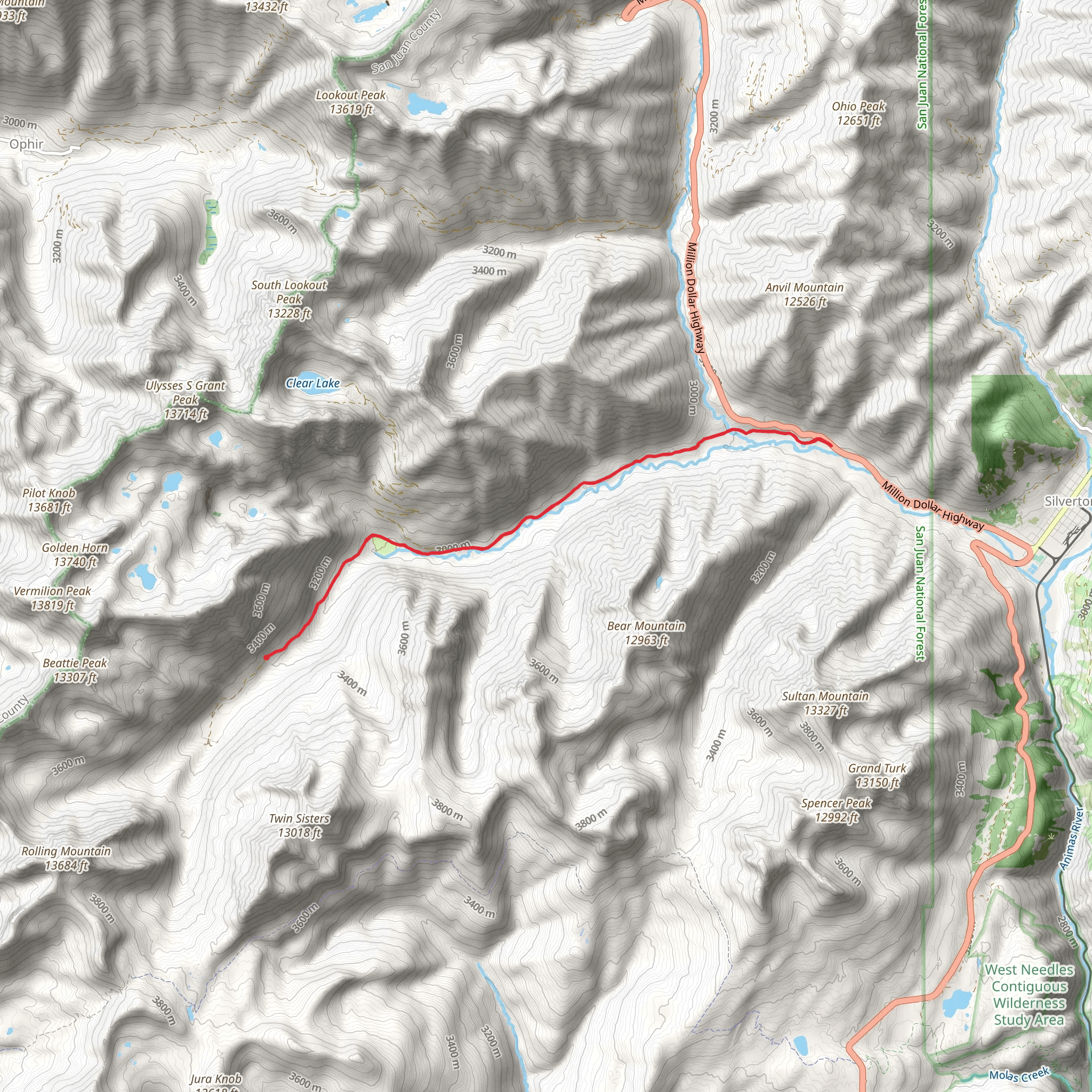 Walk beside South Fork Mineral Creek mobile static map