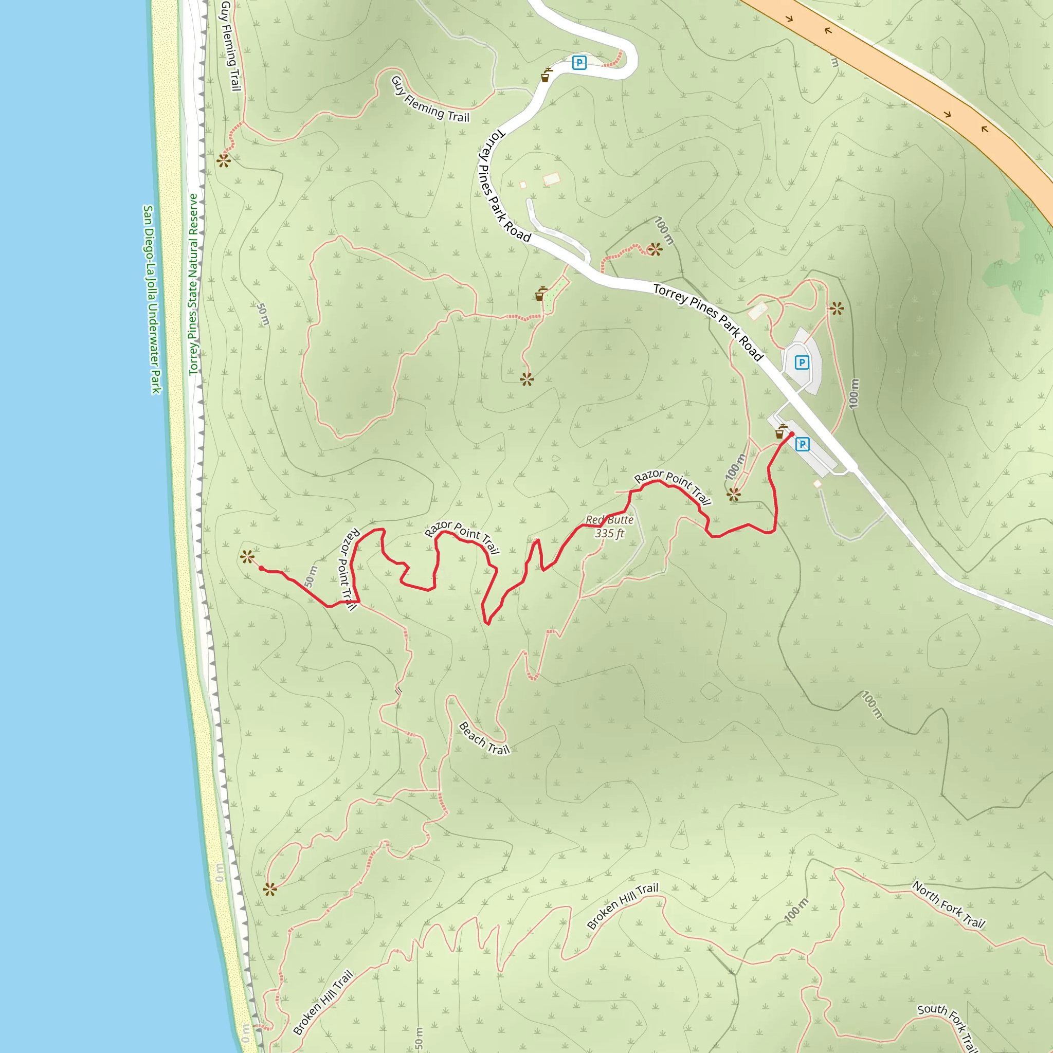Red Butte and Razor Point Trail mobile static map