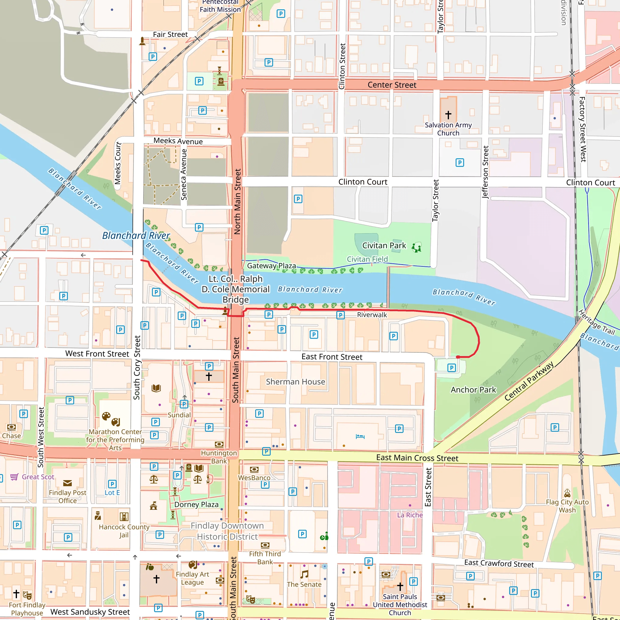 Blanchard River Walk mobile static map