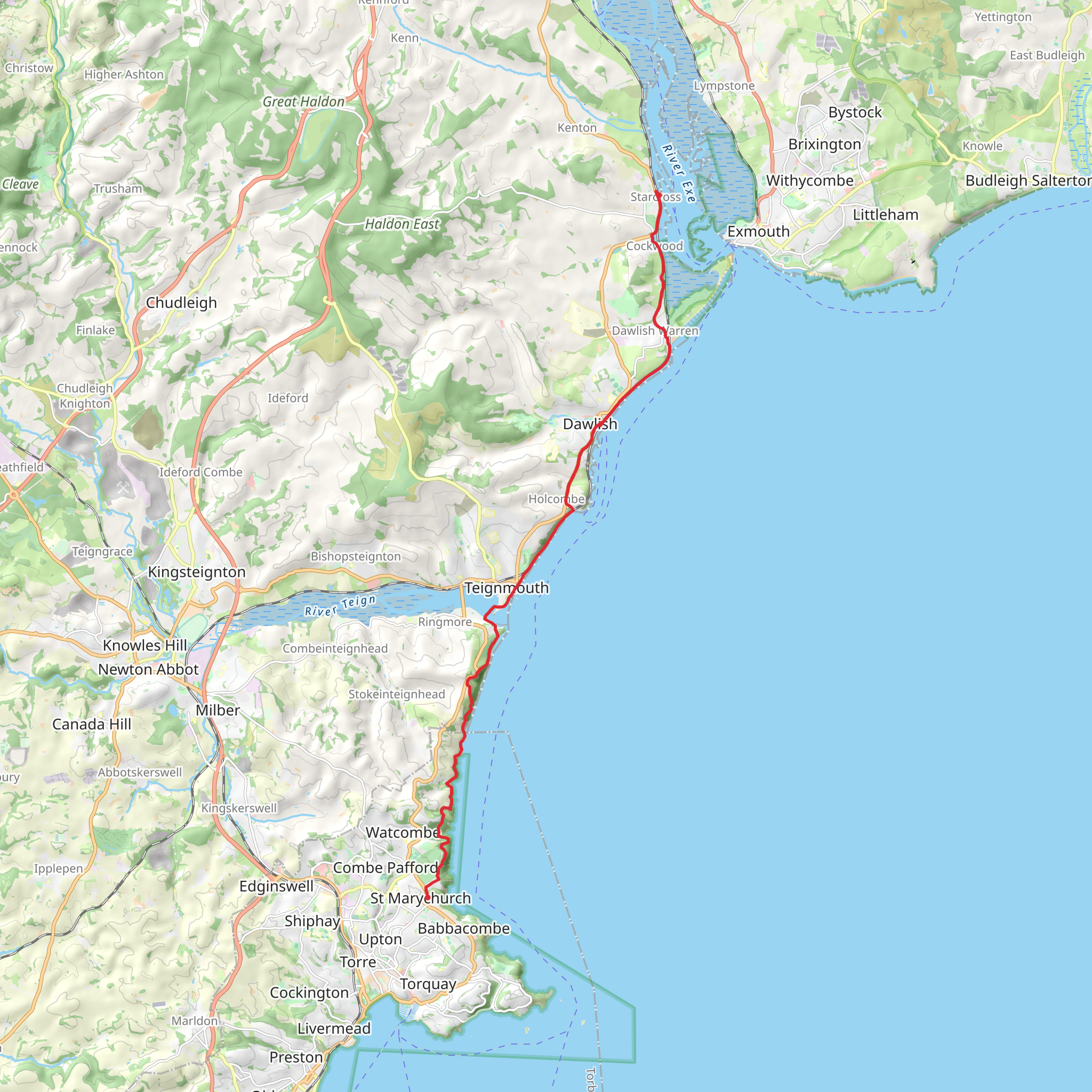 Babbacombe to Starcross Walk mobile static map