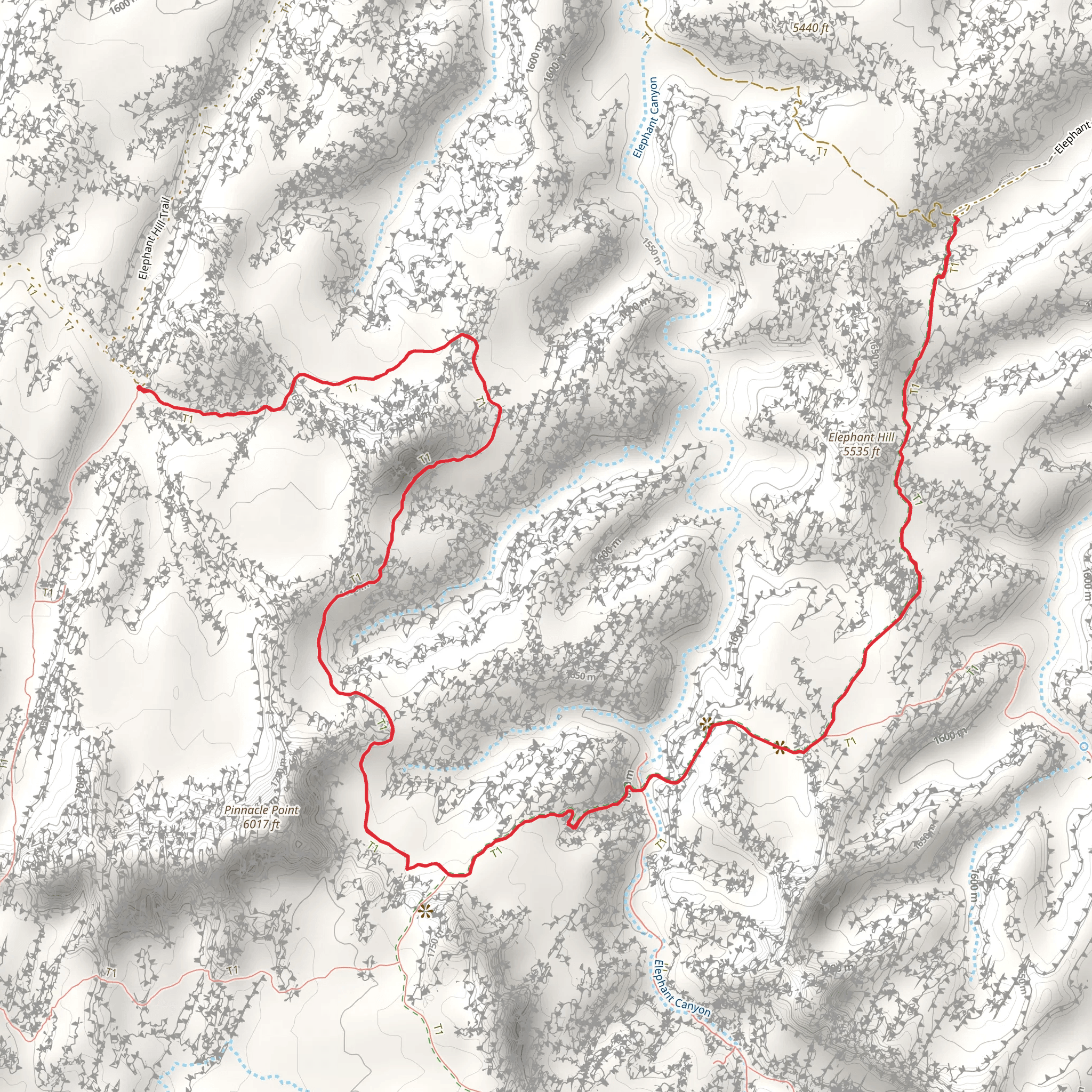 Devils Kitchen to Elephant Canyon Trail mobile static map