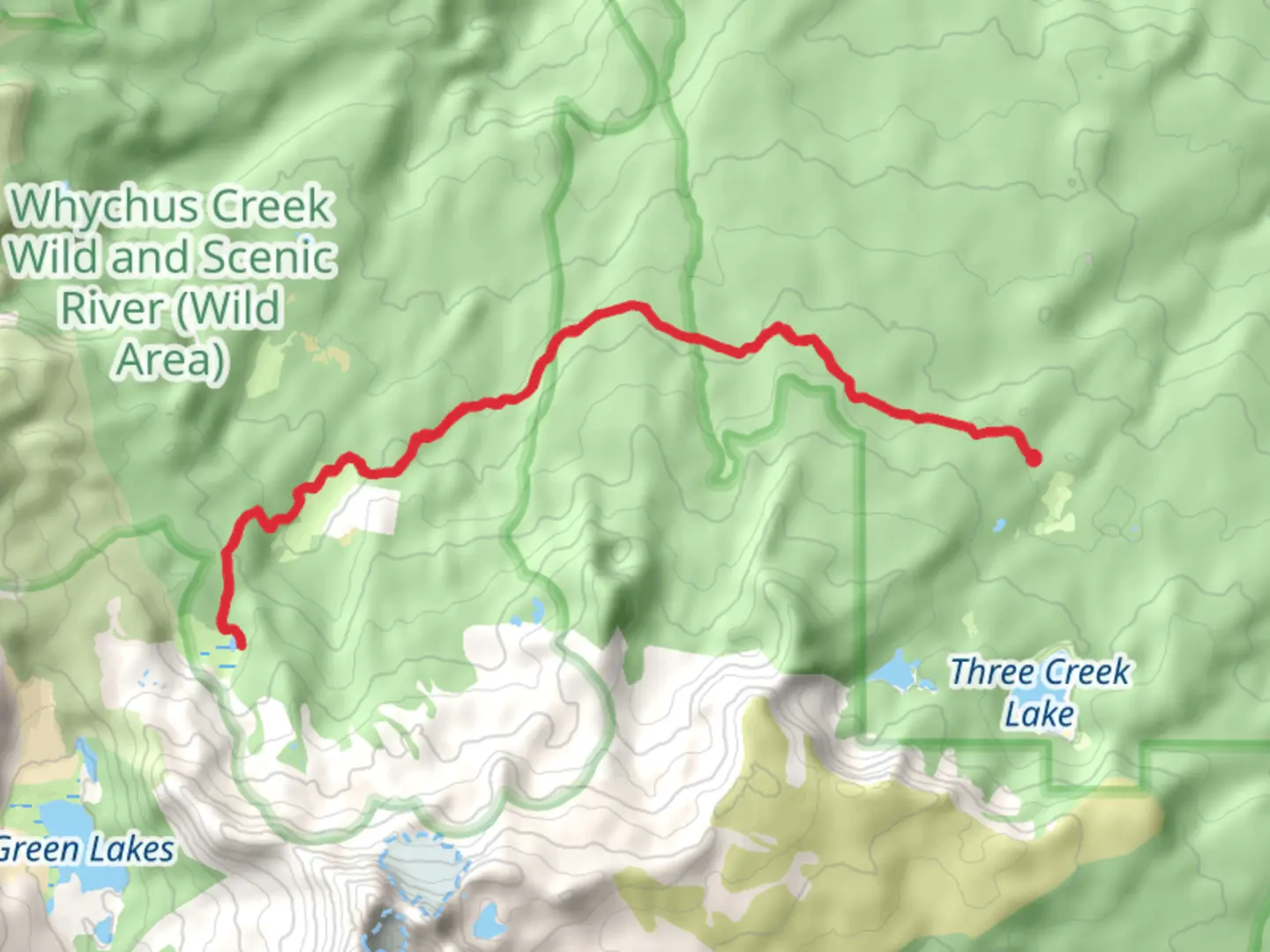 An image depicting the trail Snow Creek and its surrounding area.