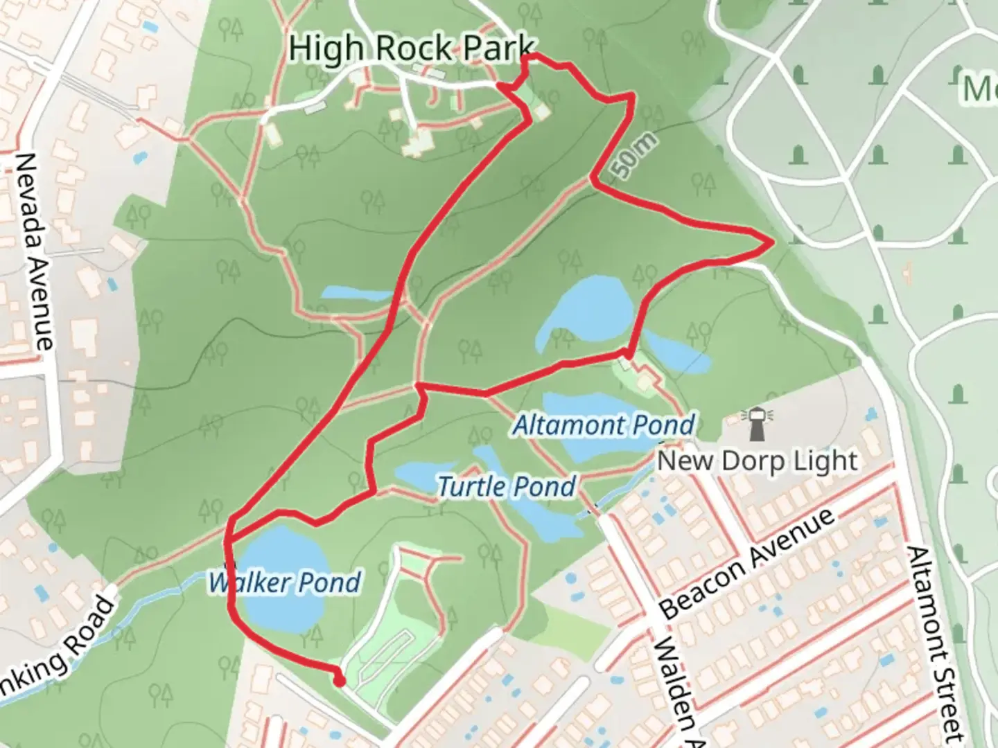 An image depicting the trail Greenbelt Paw Trail Loop and its surrounding area.