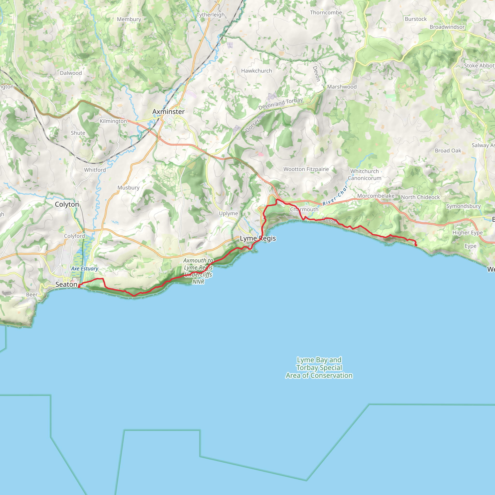 Seaton to Seatown Walk mobile static map