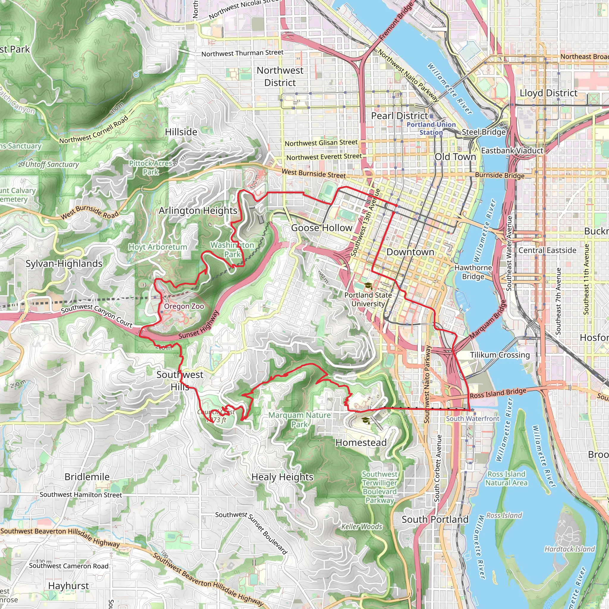 Mac Trail, Wildwood Trail and 4T Trail Loop mobile static map