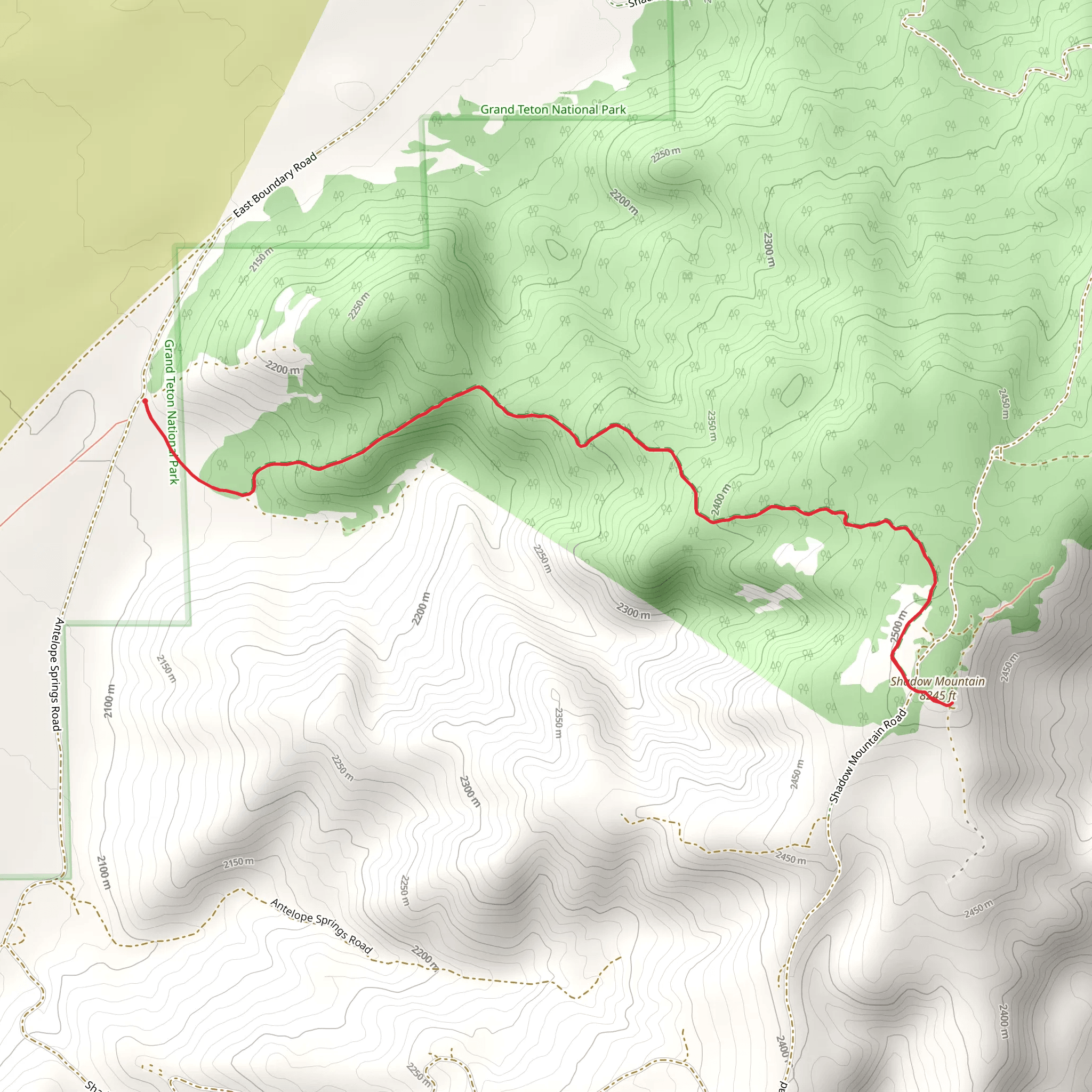 Shadow Mountain Out and Back mobile static map
