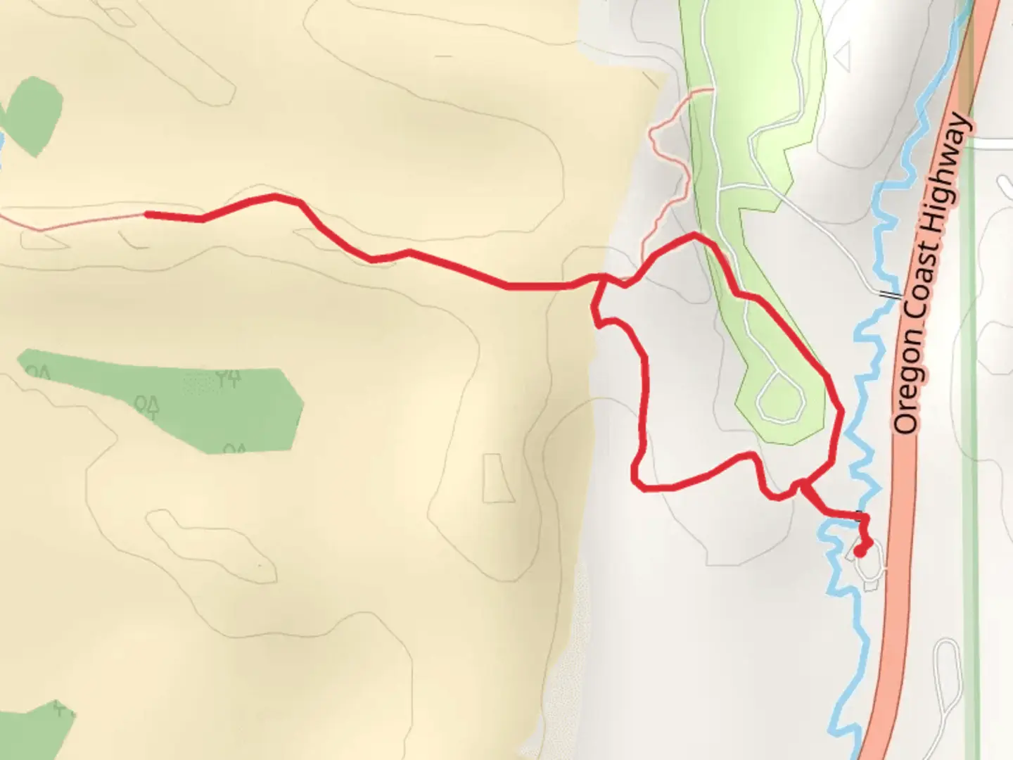 An image depicting the trail Eel Creek - John Dellenback Dunes Loop Trail and its surrounding area.