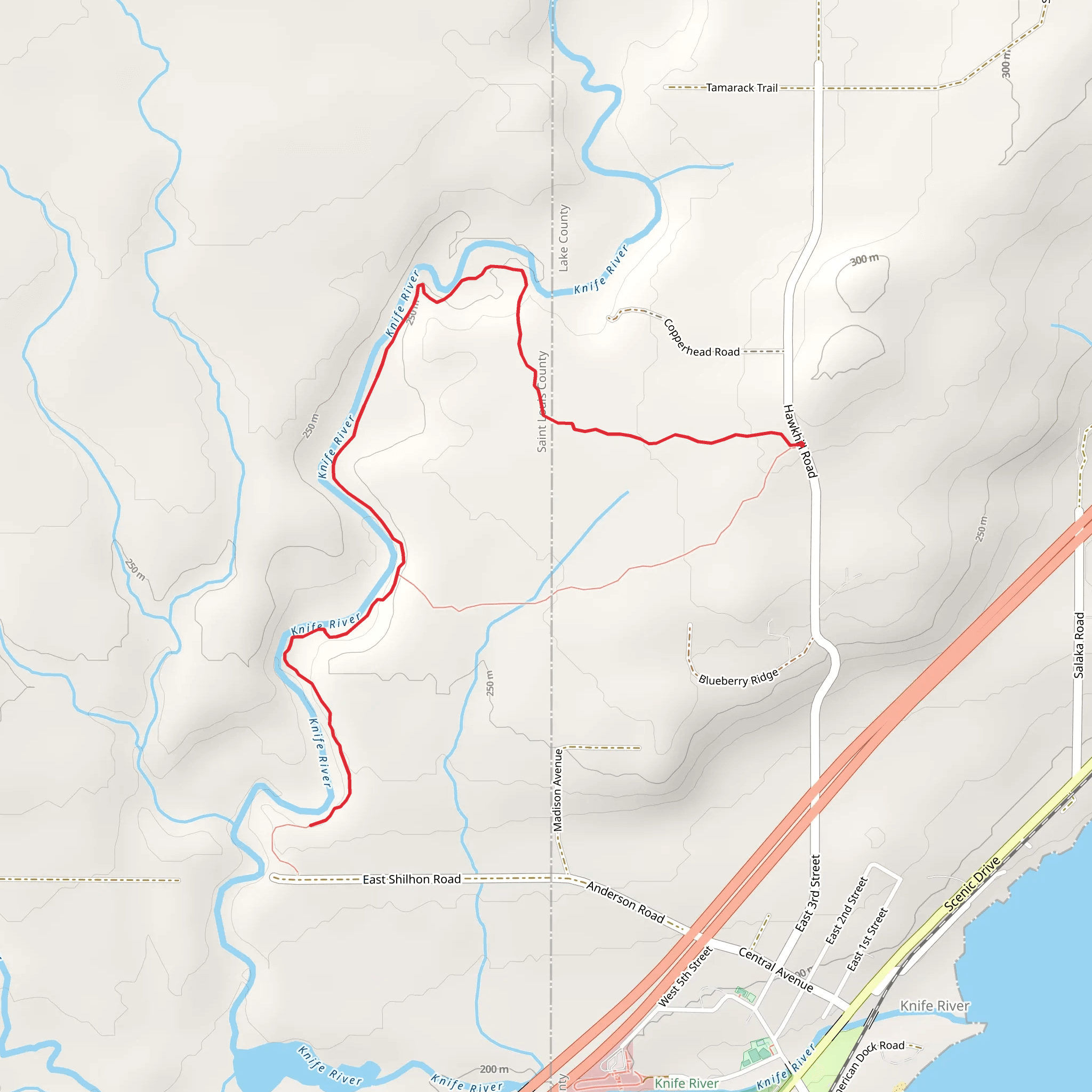 Knife River Out and Back mobile static map