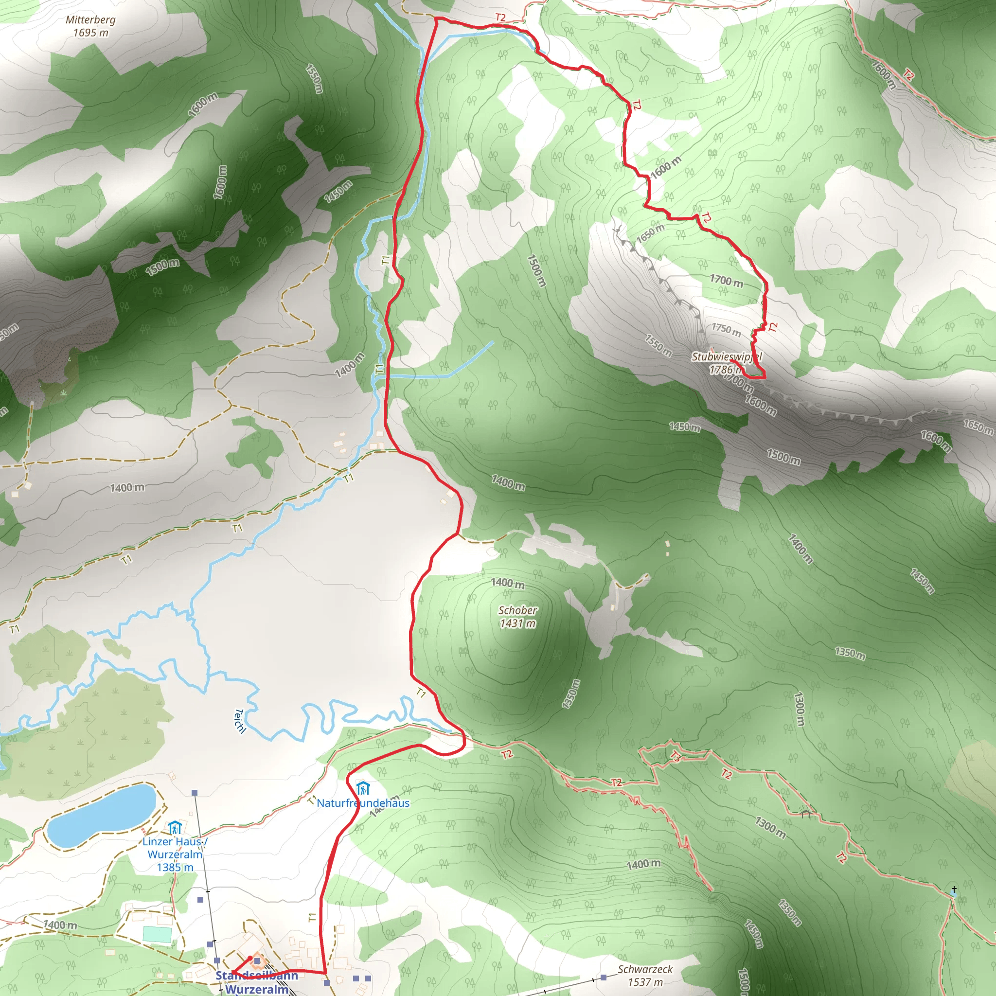 Stubwieswipfel Peak - Wurzeralm mobile static map
