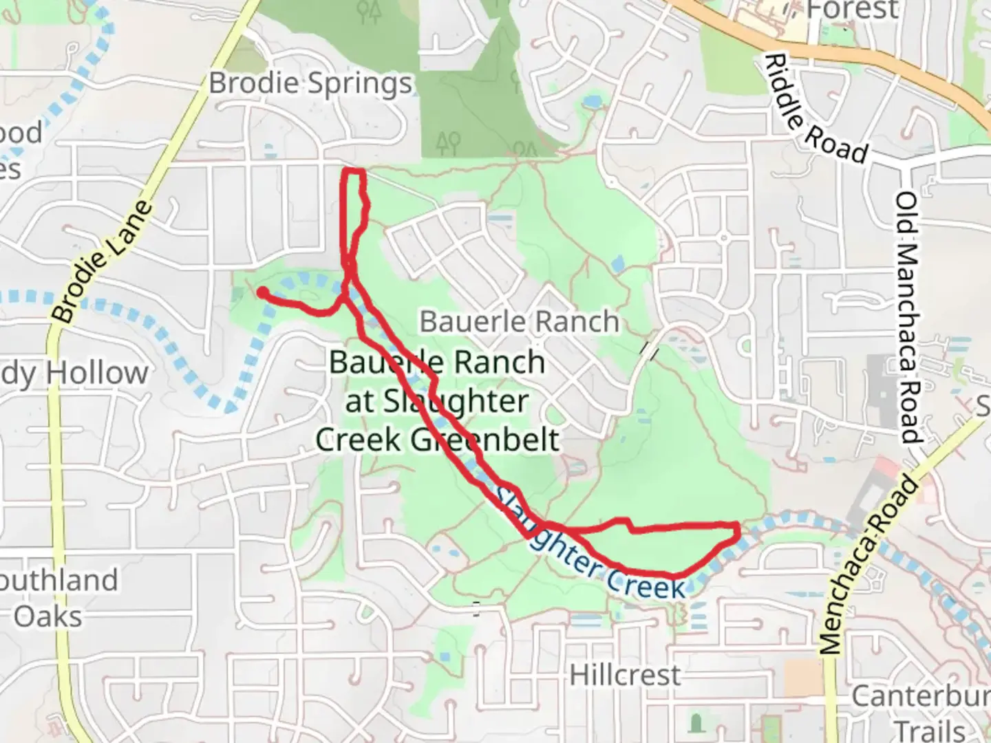 An image depicting the trail Slaughter Creek Loop Trail and its surrounding area.