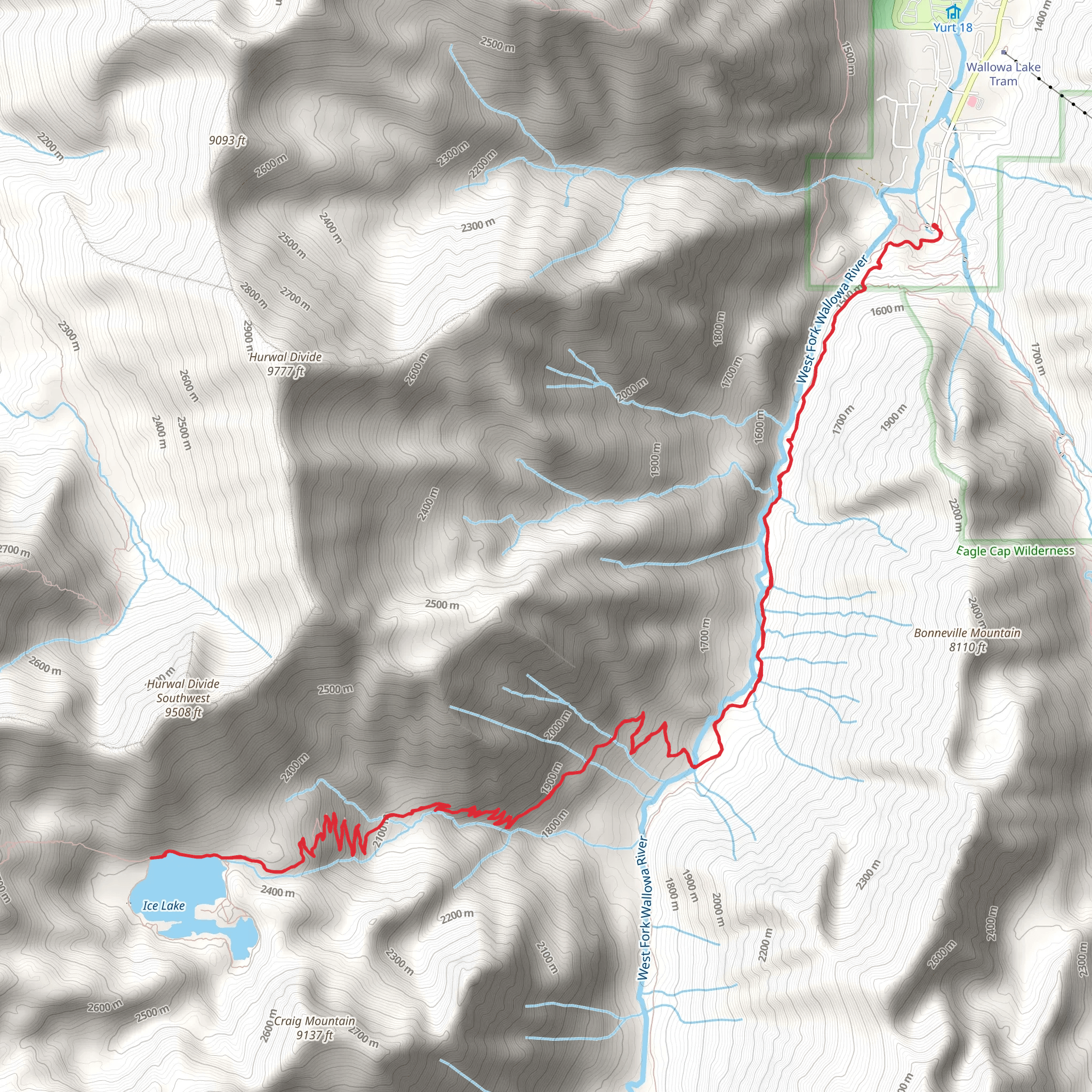 Ice Lake via West Fork Wallowa Trail mobile static map