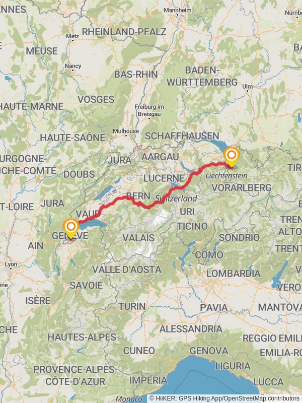 Camino Rankweil-Geneva mobile static map