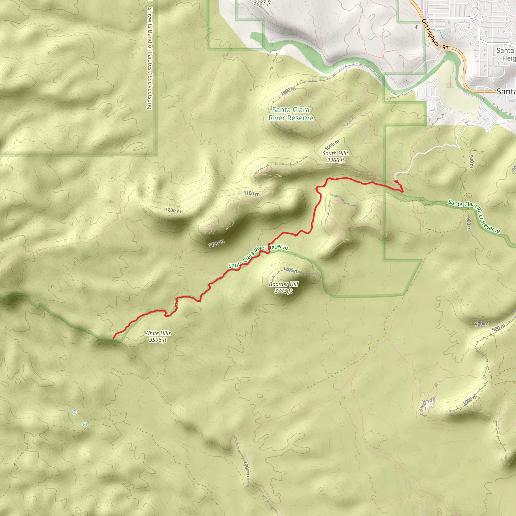 Cove Wash West Trail mobile static map