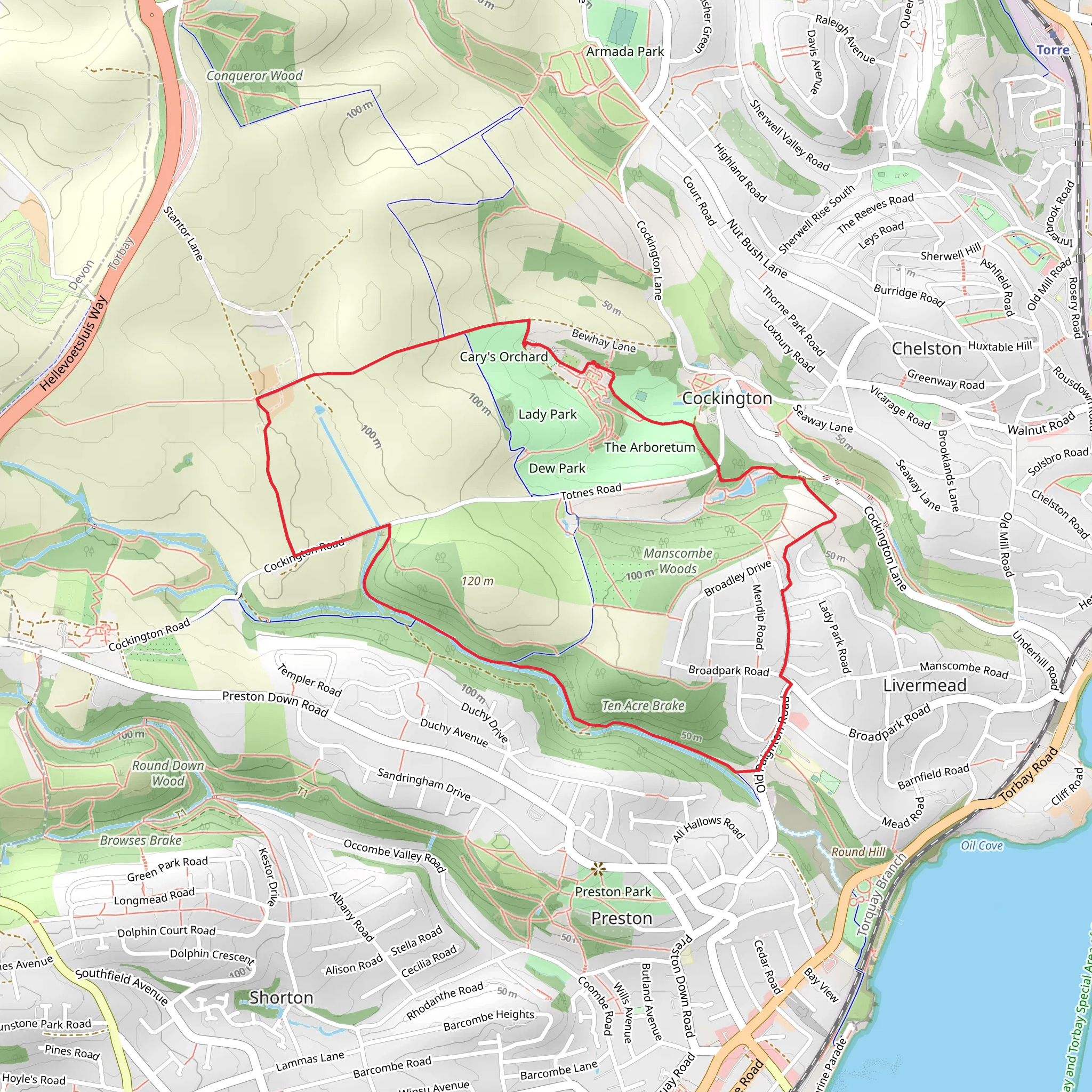 Cockington Country Park Loop mobile static map