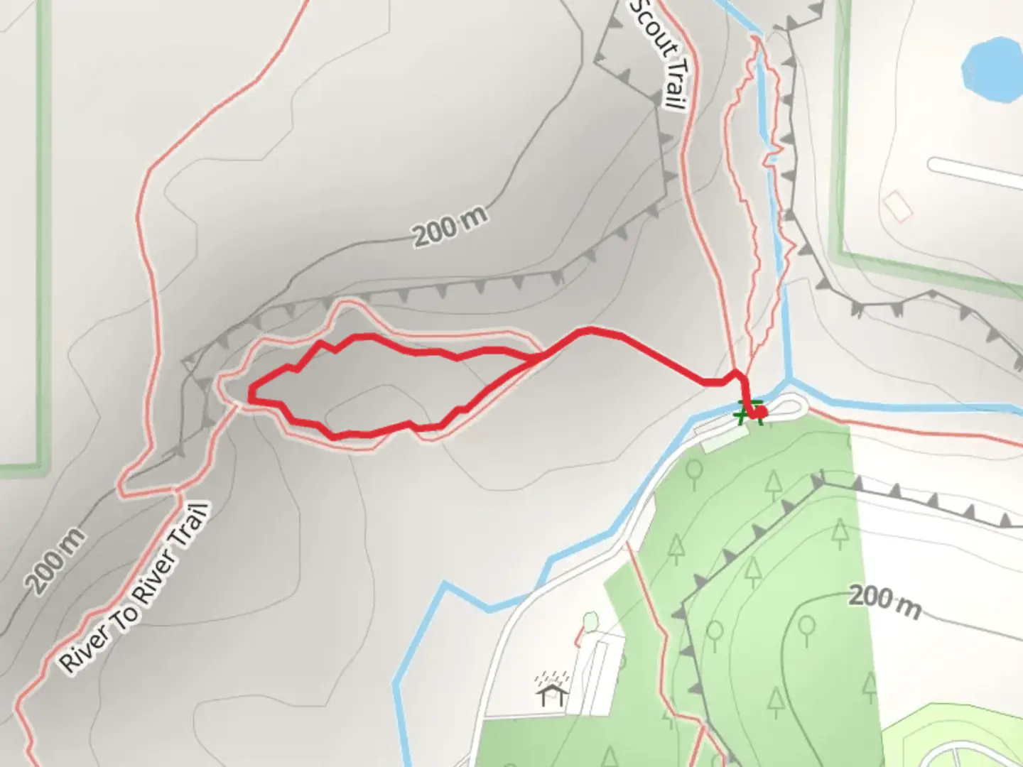 An image depicting the trail Hawk's Cave Loop Trail and its surrounding area.