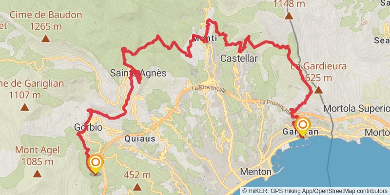 Camino Menton-Candanchu via Arles alt 1 Map