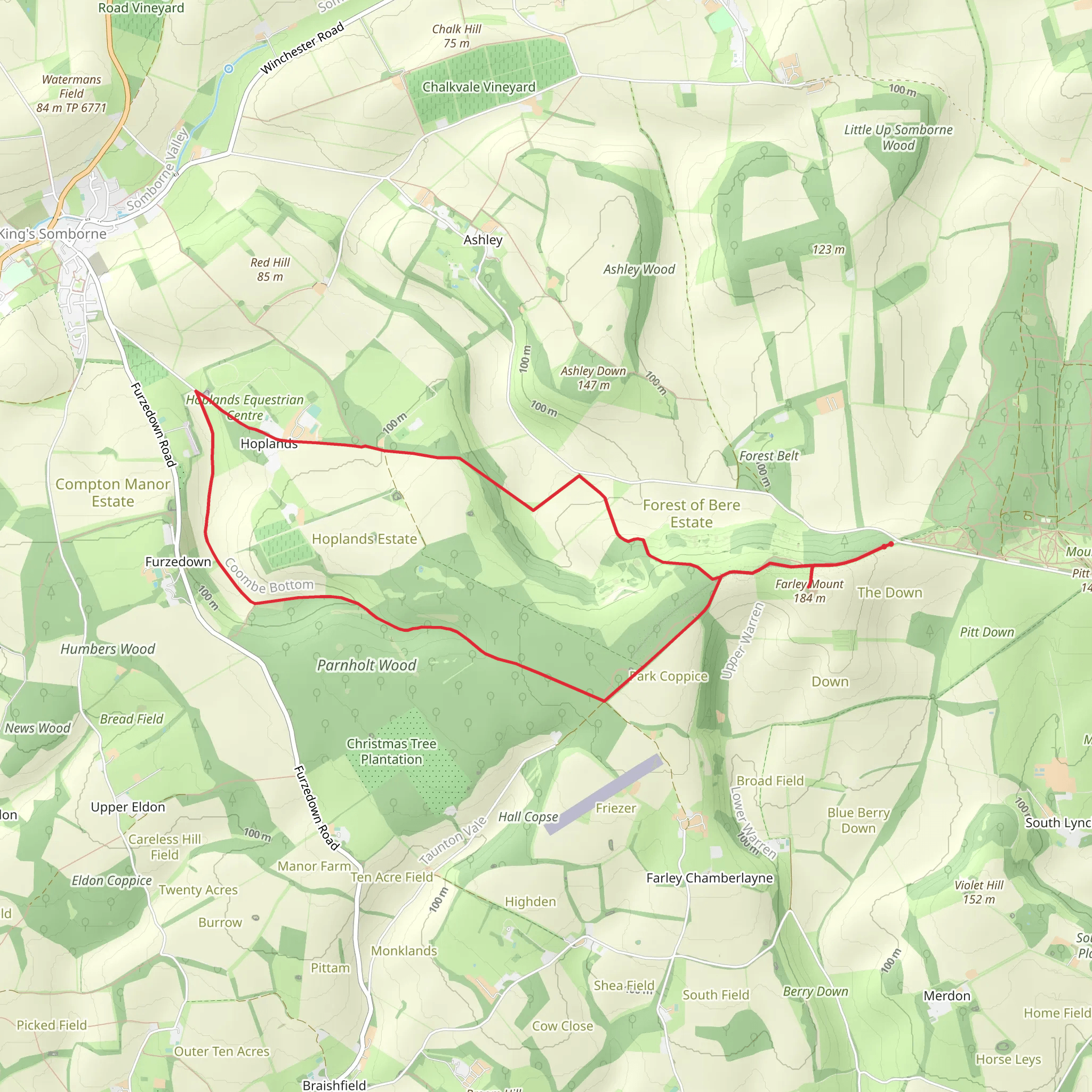 Farley Mount Monument and Parnholt Wood Loop mobile static map