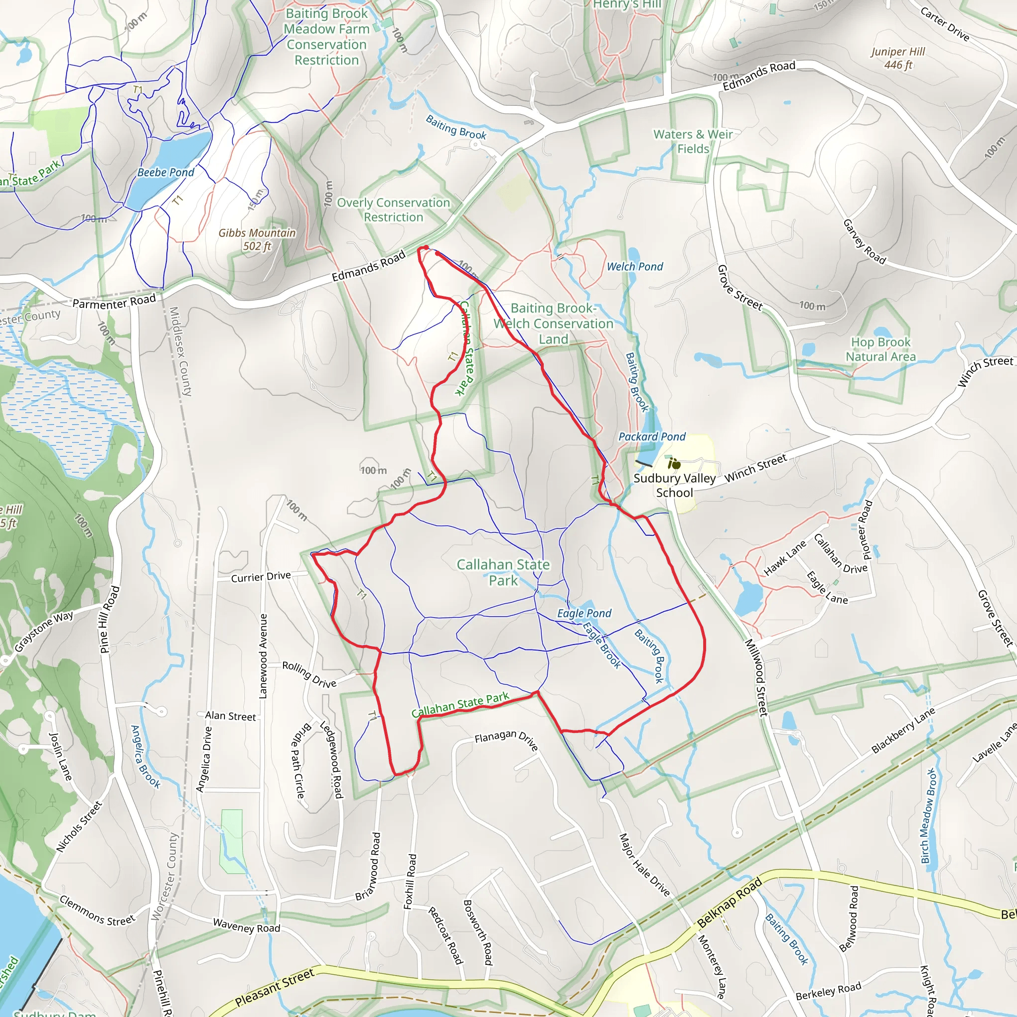 Eagle Pond and Baiting Brook Loop mobile static map