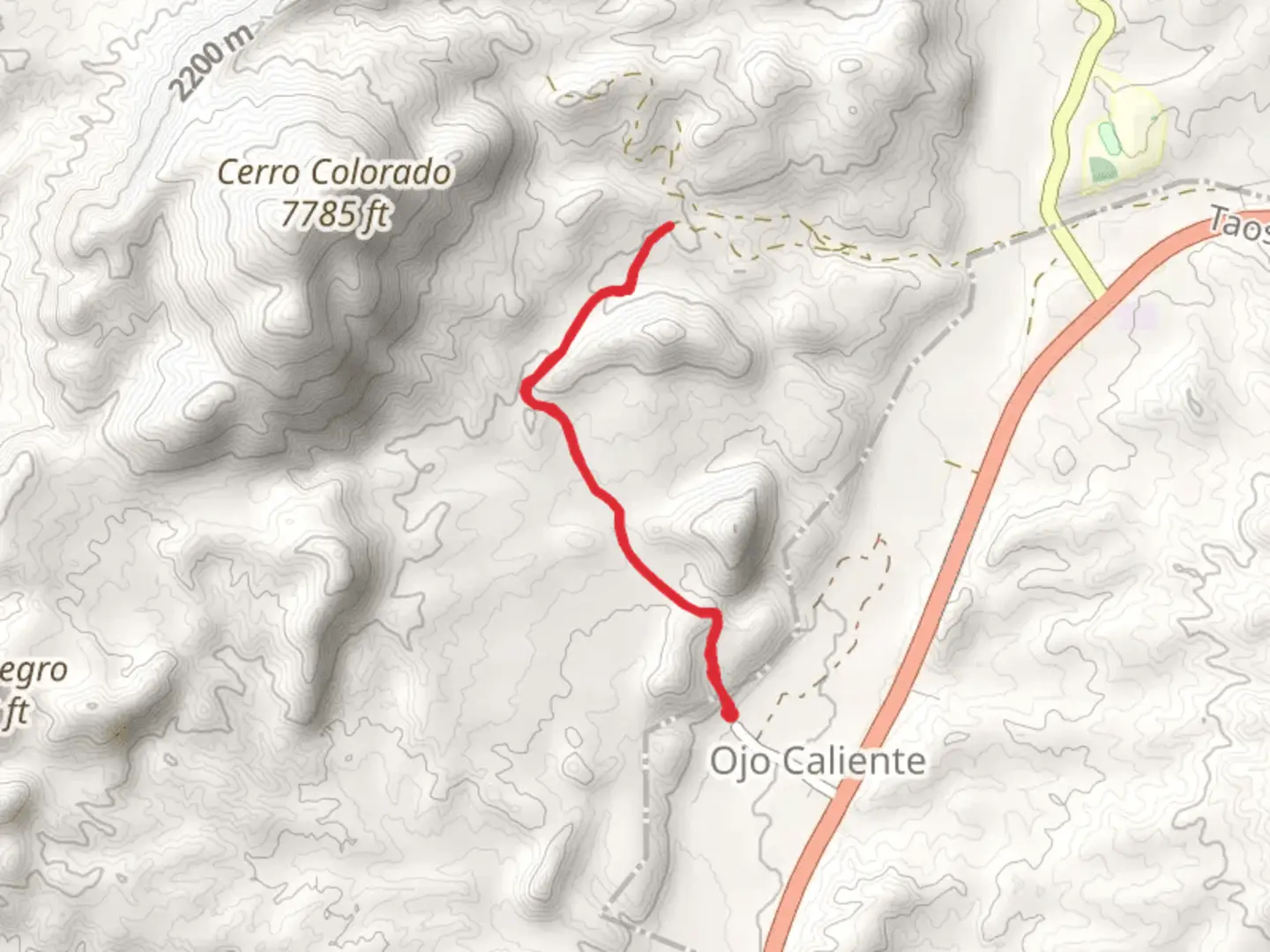 An image depicting the trail Arroyo Rancho and Canada Pueblo and its surrounding area.