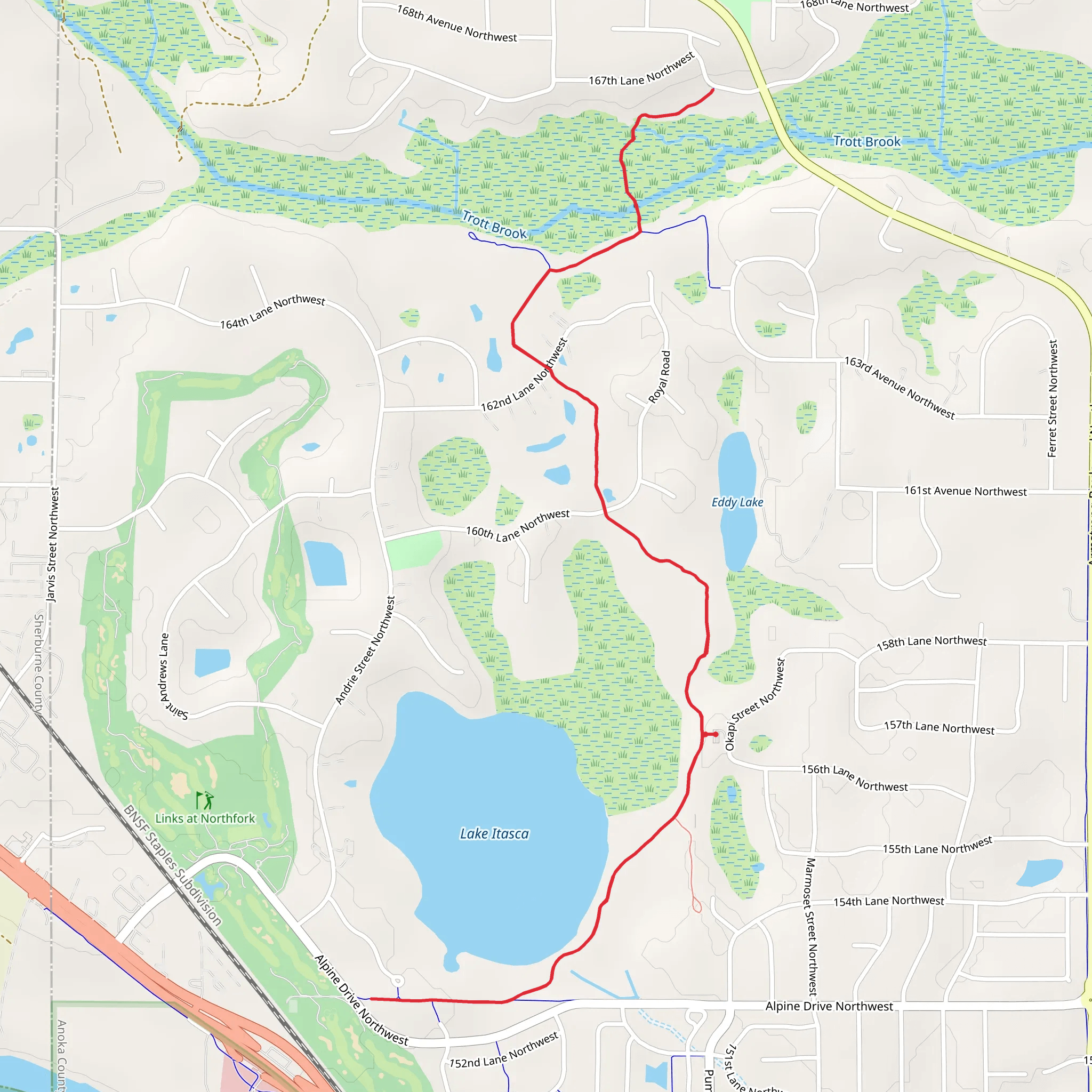 Lake Itasca Trail mobile static map