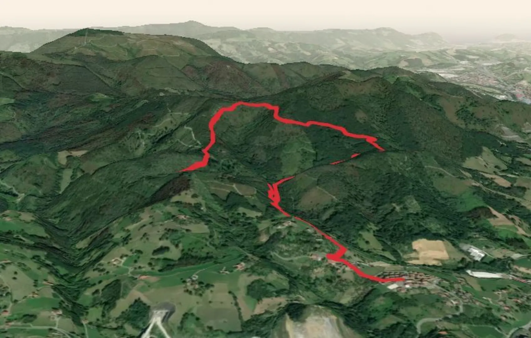 An image depicting the trail Aduna - Belkoain PR GI 119 and its surrounding area.