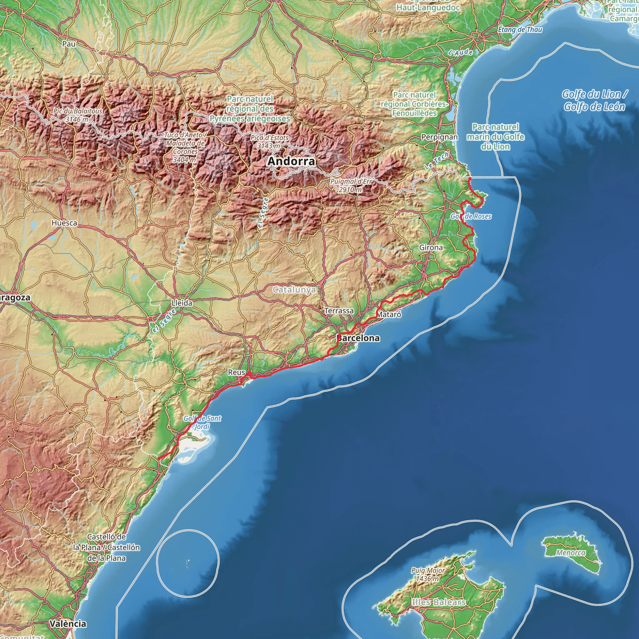 GR 92 Sendero del Mediterráneo Cataluña mobile static map