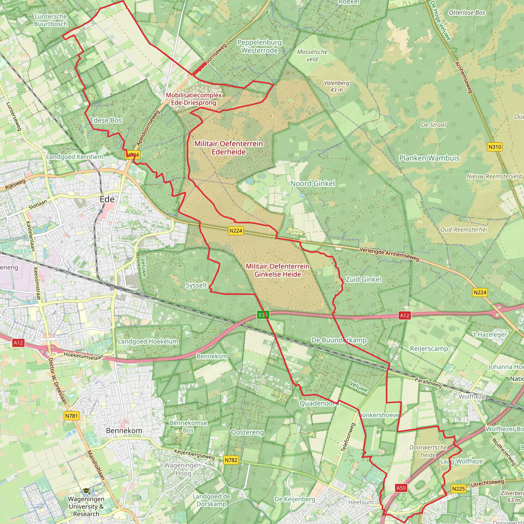 Doorwerthsche Heide, Ederheide and De Sysselt Loop mobile static map