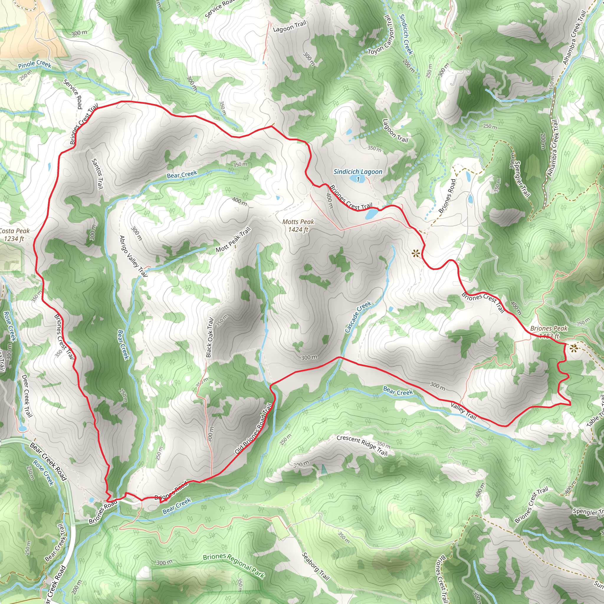 Briones Peak, Ivan Dickson Trail and Briones Crest Trail Loop mobile static map