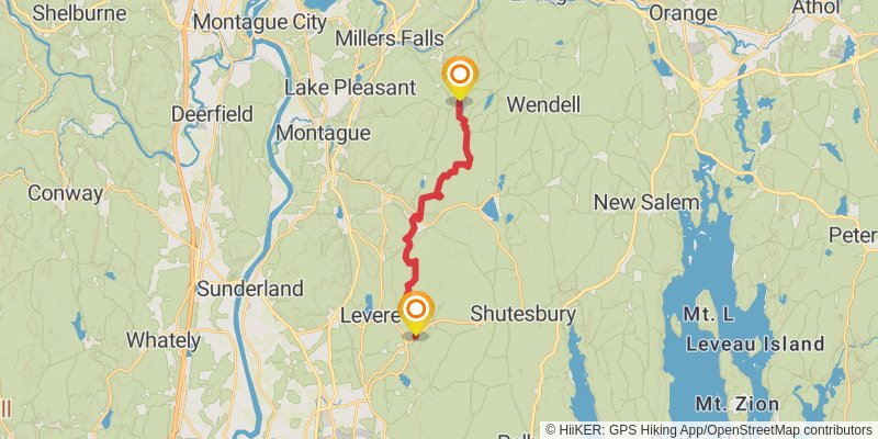 Metacomet-monadnock Trail stage 7 Map