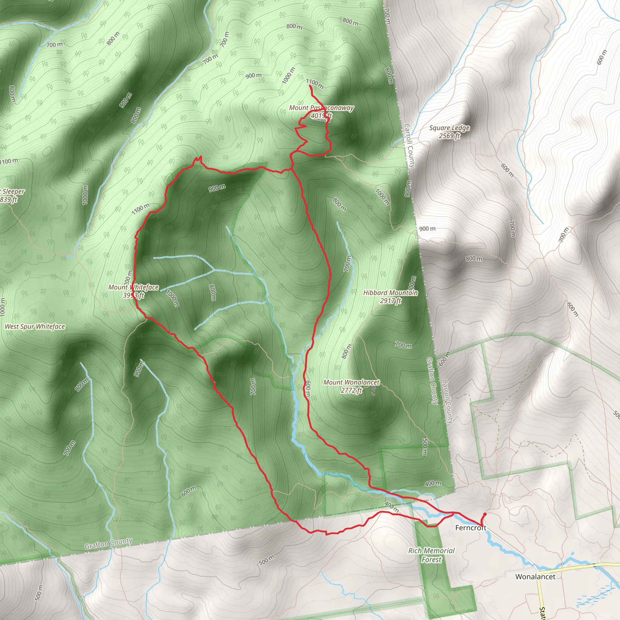 Mount Whiteface, Mount Passaconaway Loop mobile static map