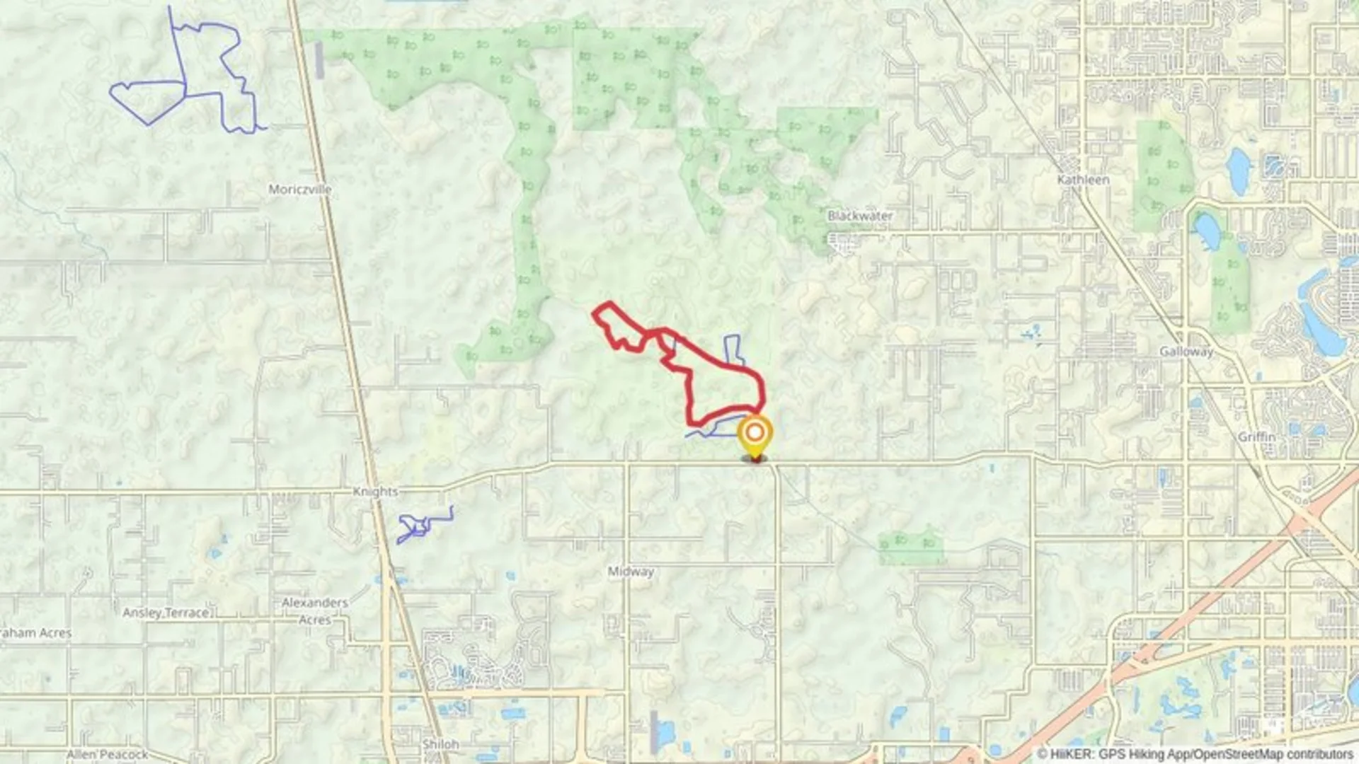 An image depicting the trail Central and Northwest Loop and its surrounding area.