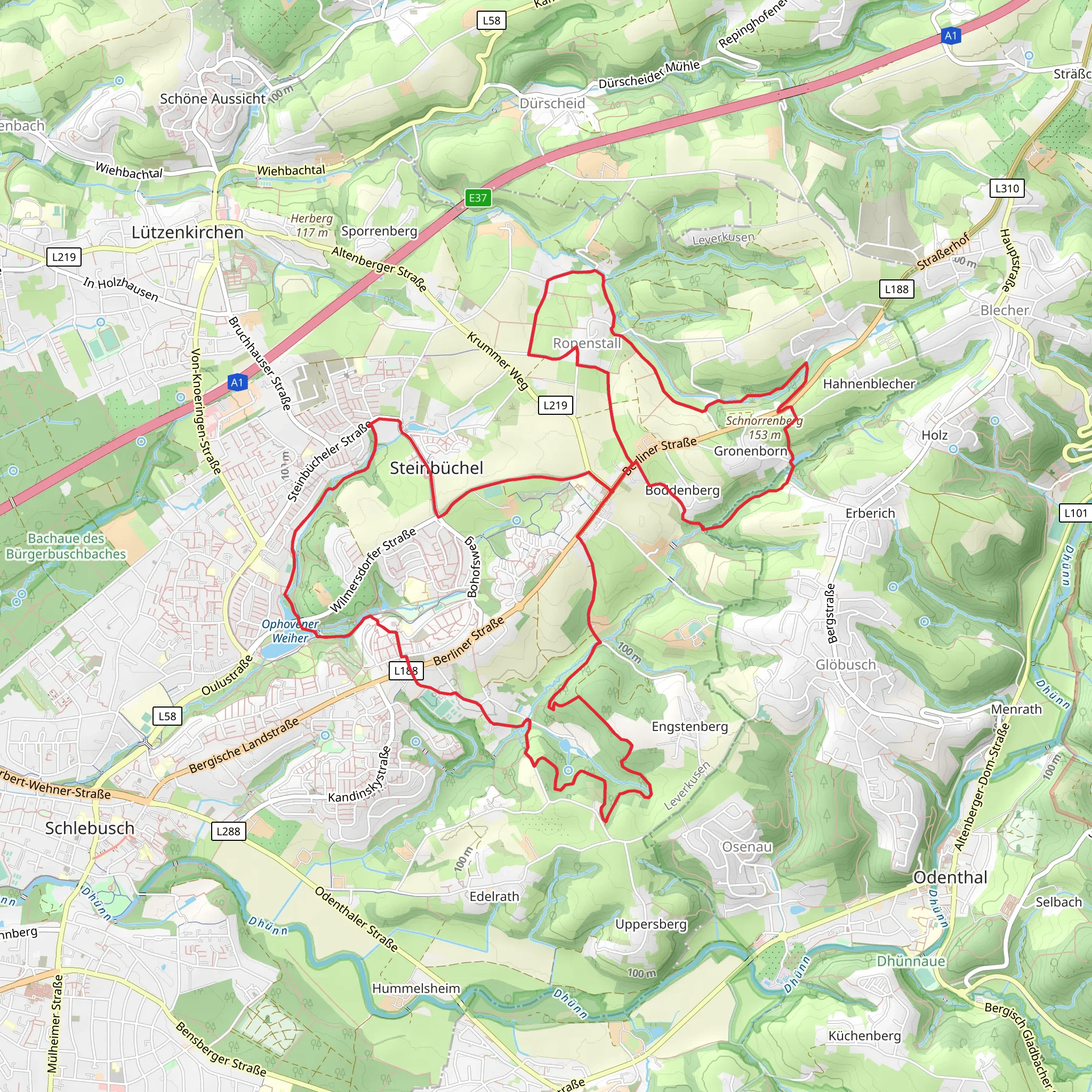 Steinbuchel Loop via Opovener Weiher mobile static map
