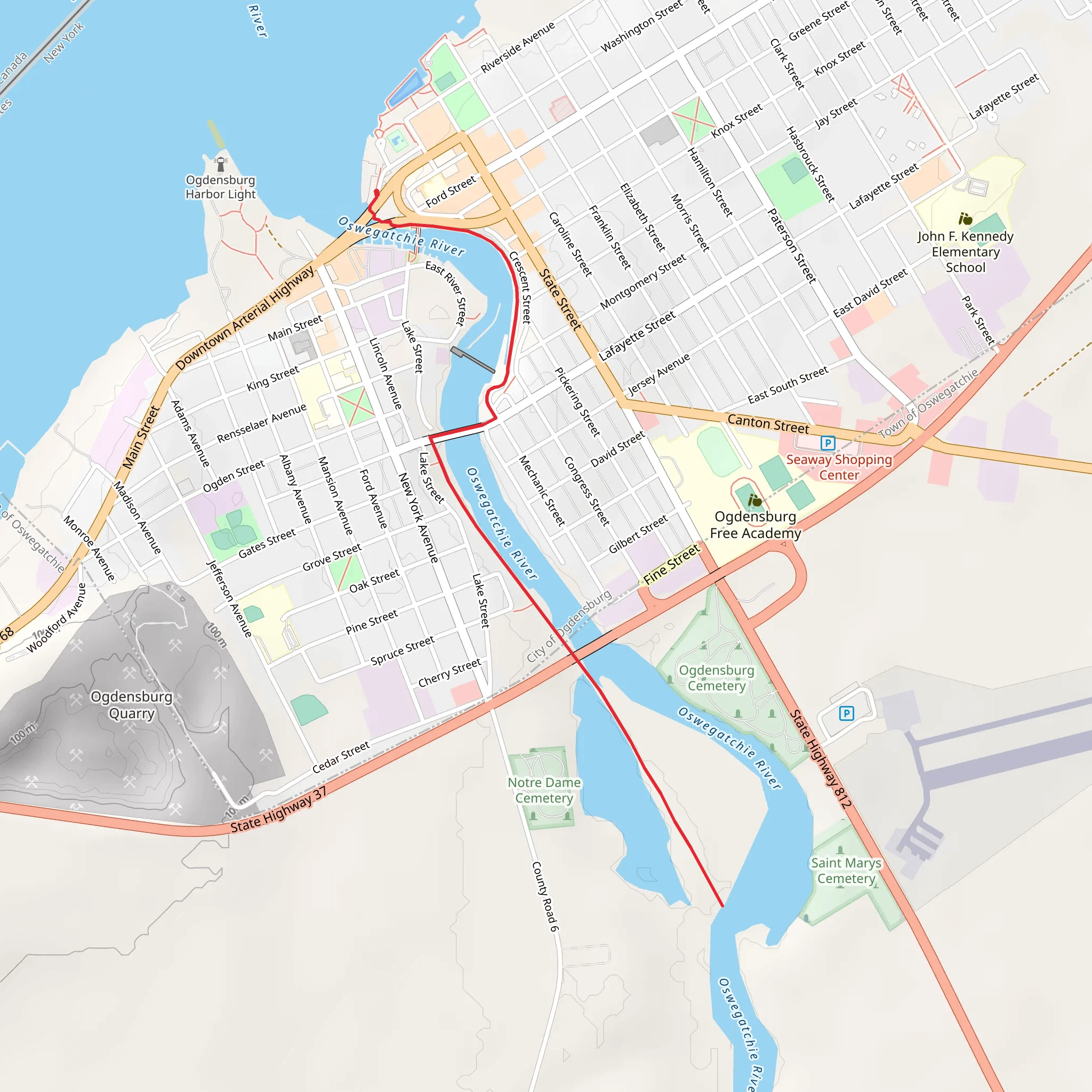 Oswegatchie River Trail mobile static map