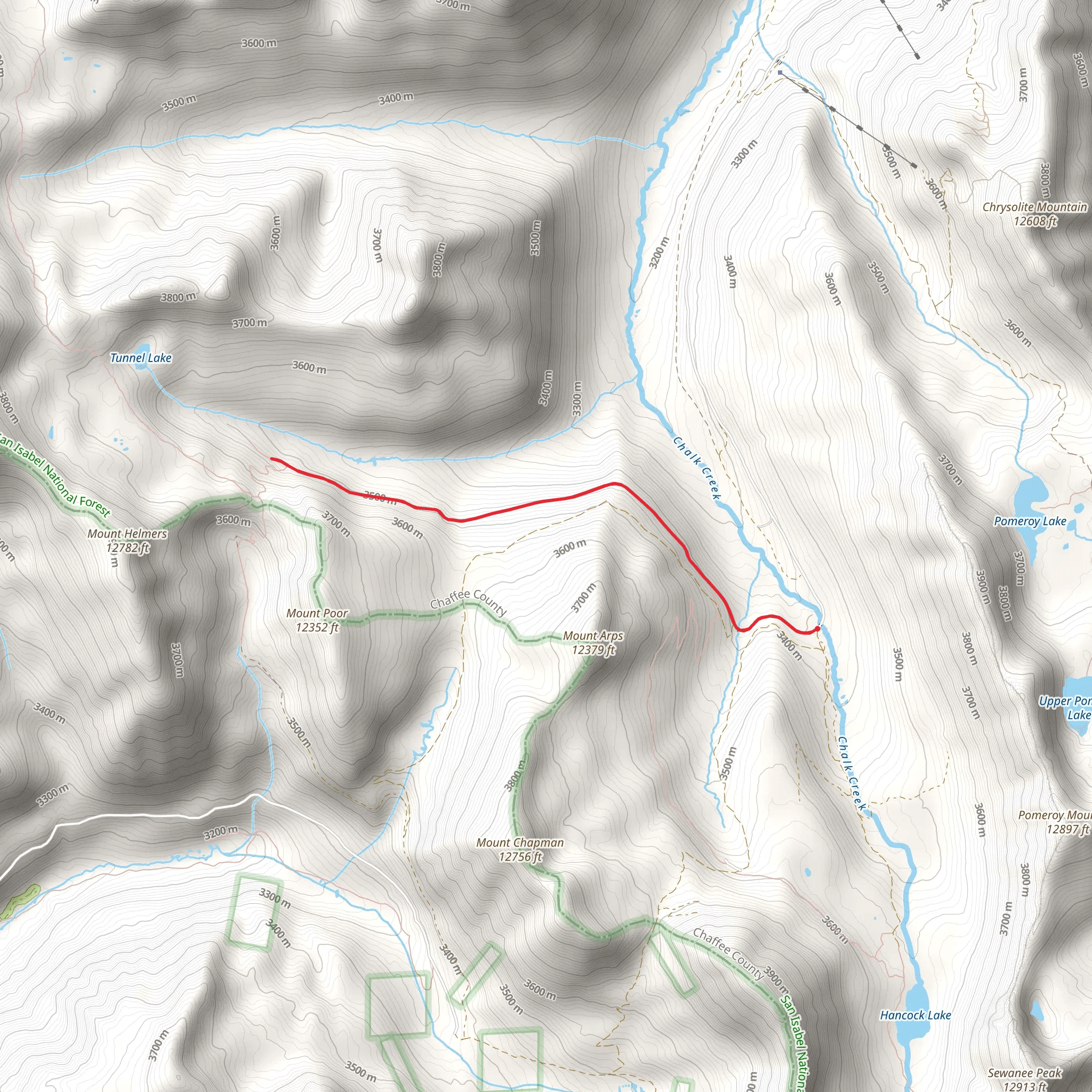 Tunnel Lake and Alpine Tunnel Trail mobile static map