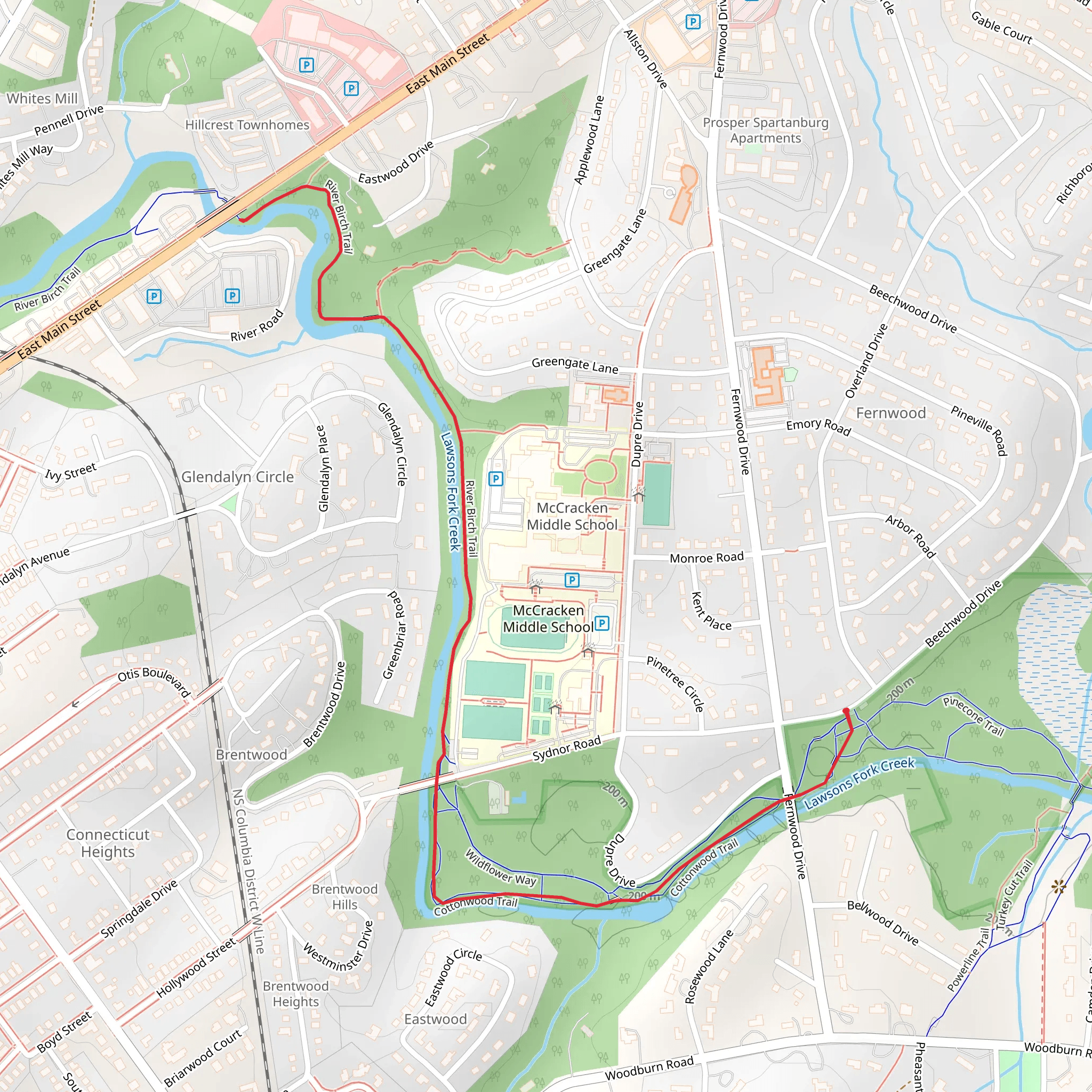 River Birch Trail mobile static map