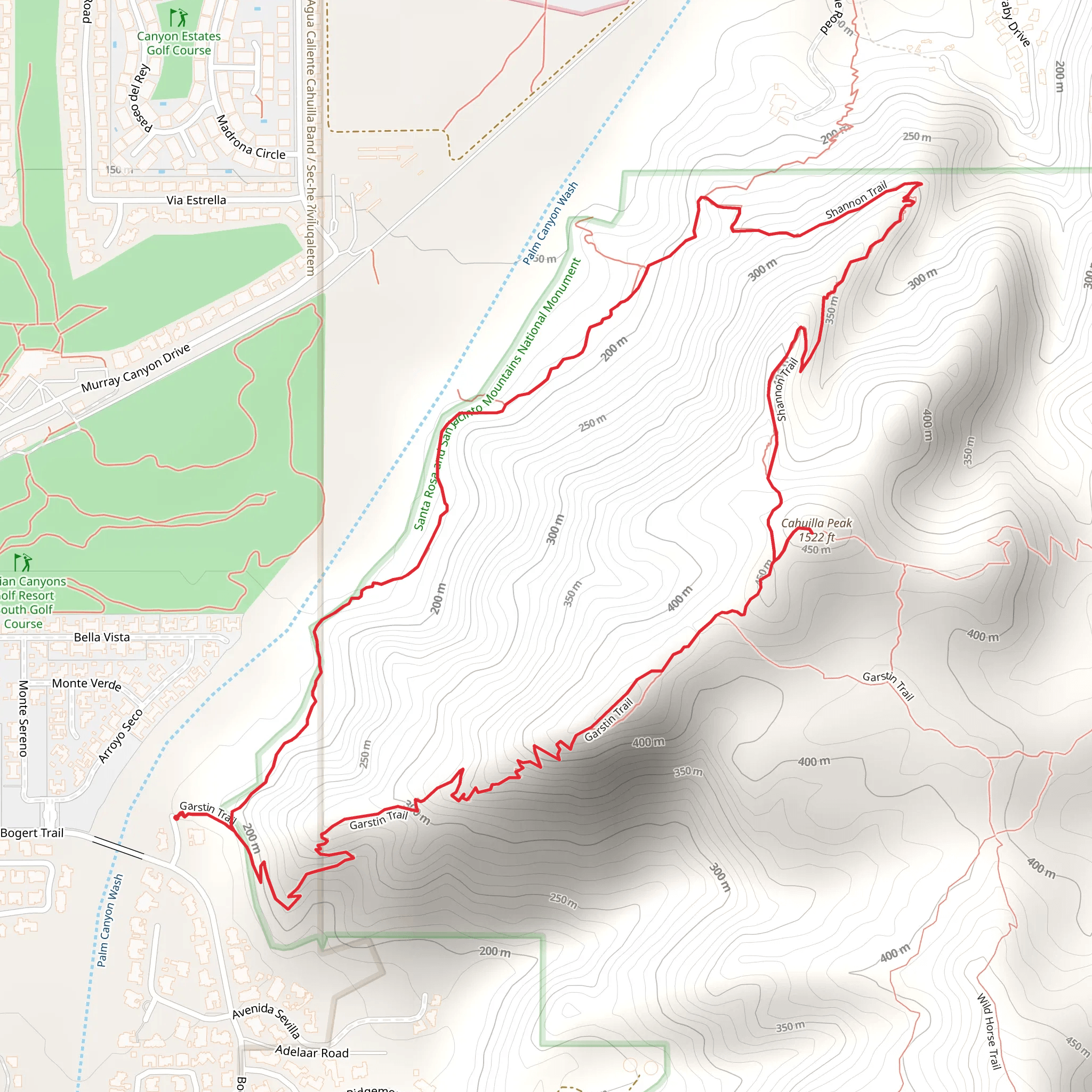 Cahuilla Peak via Shannon Trail and Earl Henderson Loop Trail mobile static map