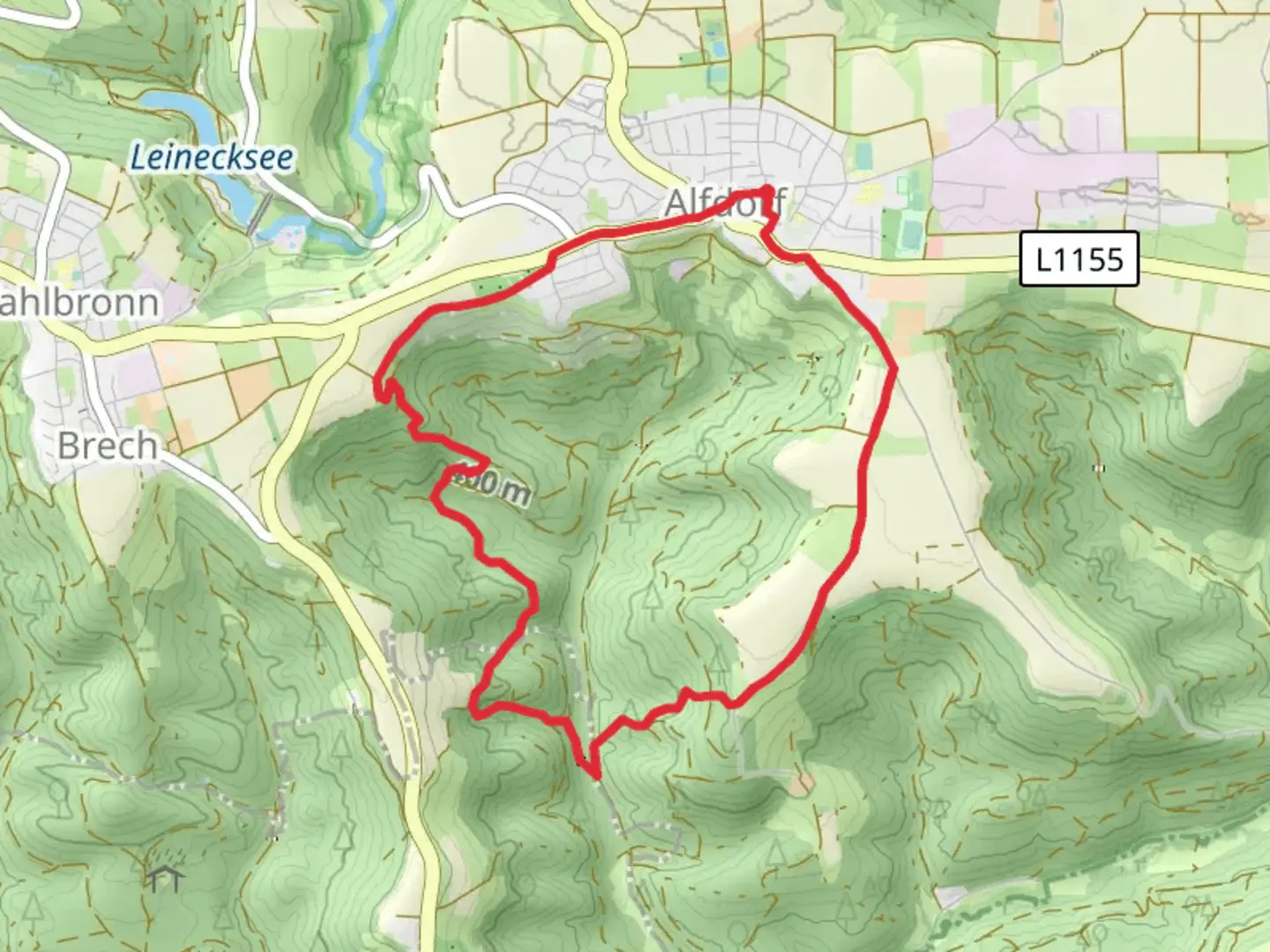 An image depicting the trail Hasen Rundweg Loop and its surrounding area.
