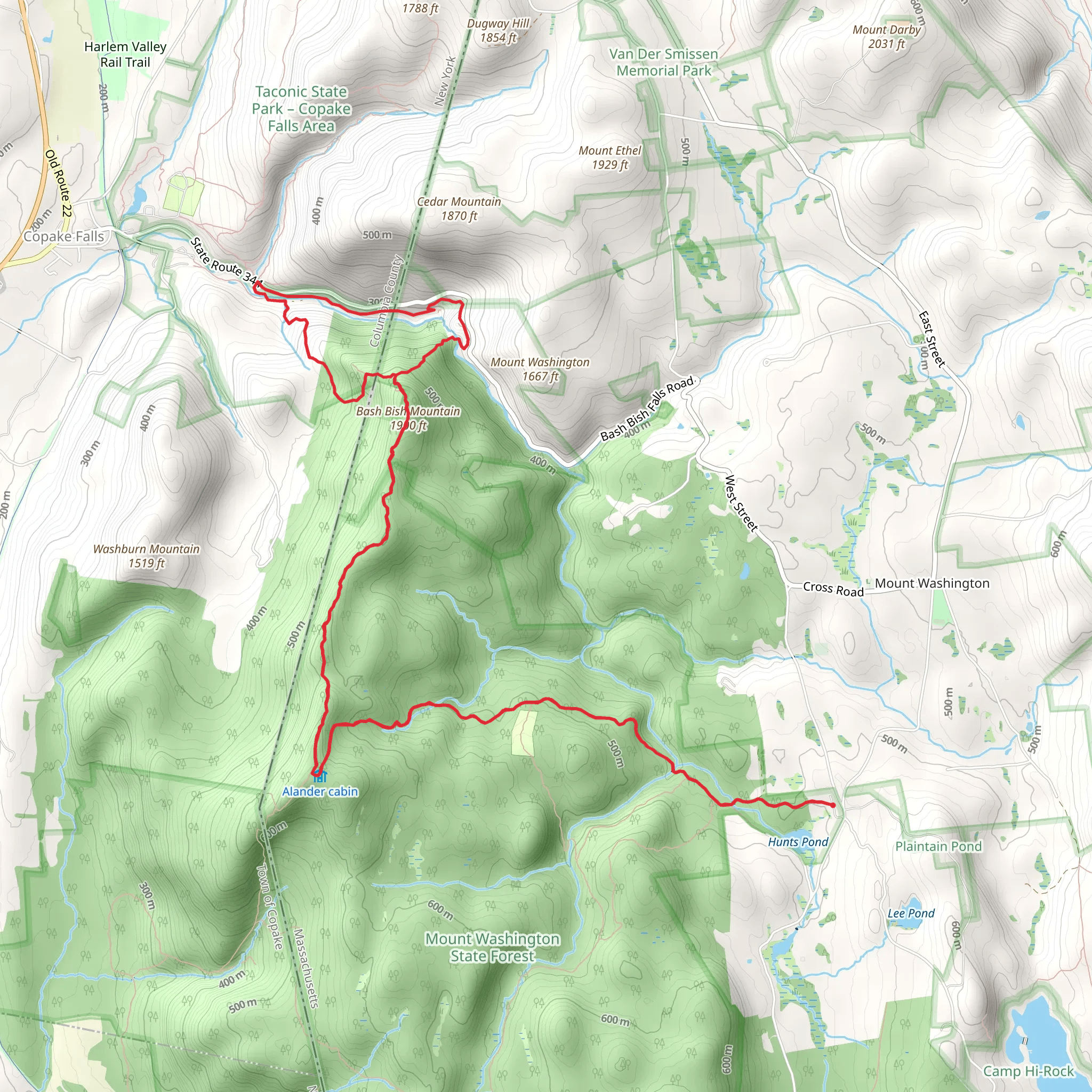 South Taconic Trail Loop via Bash Bish Brook mobile static map