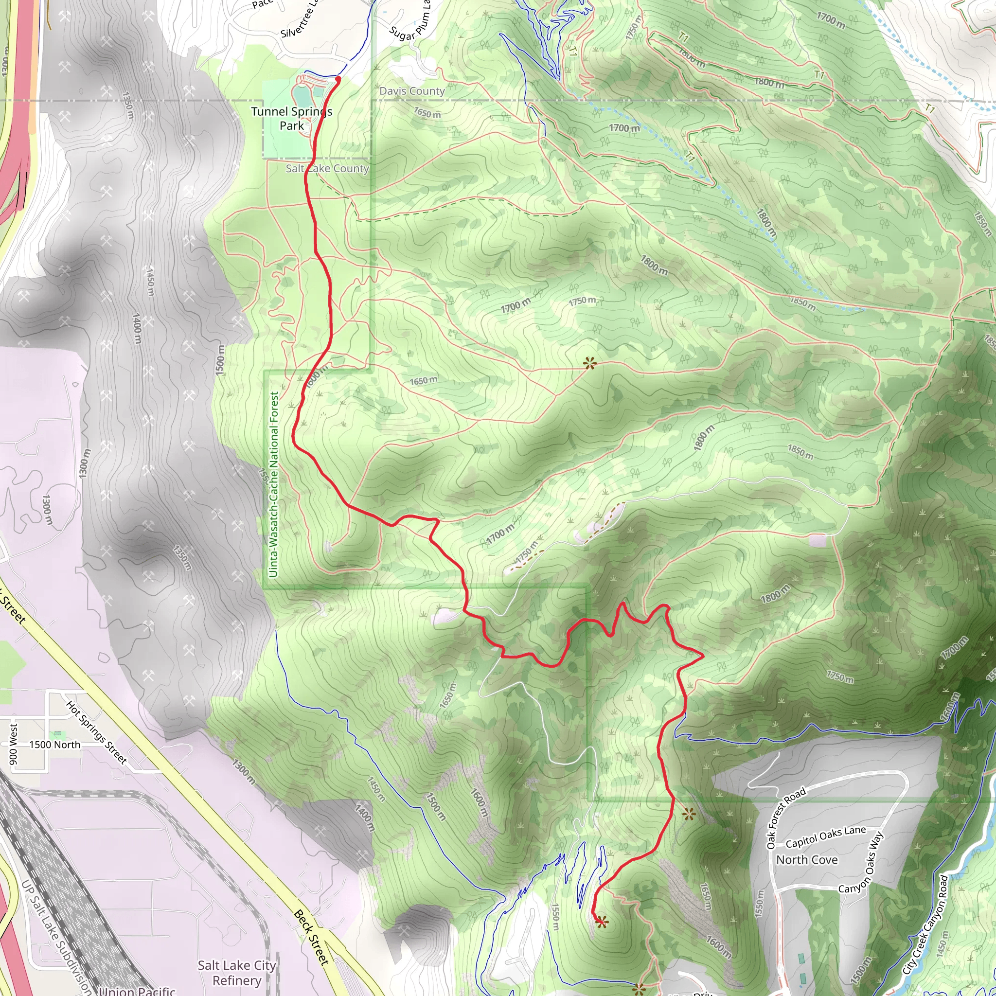 Ensign Peak via Terraces Trail mobile static map