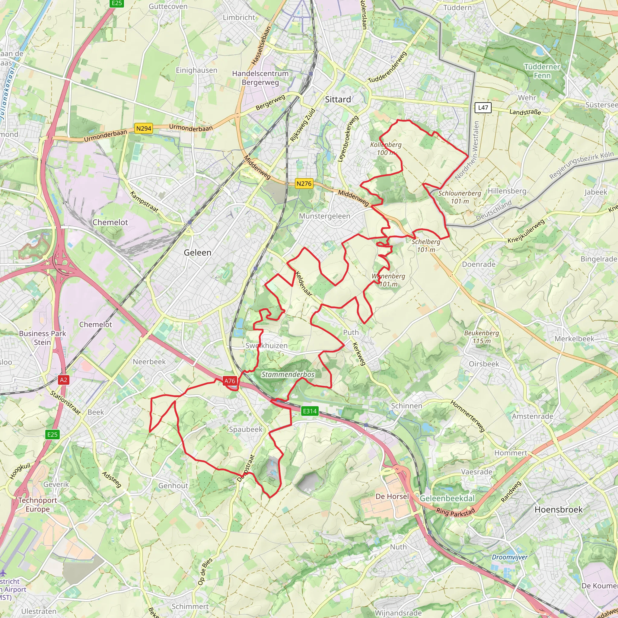 Danikerberg, Sint Jansmole, Spaubeekerbos, Stammenderbos and Heemtuin Loop mobile static map