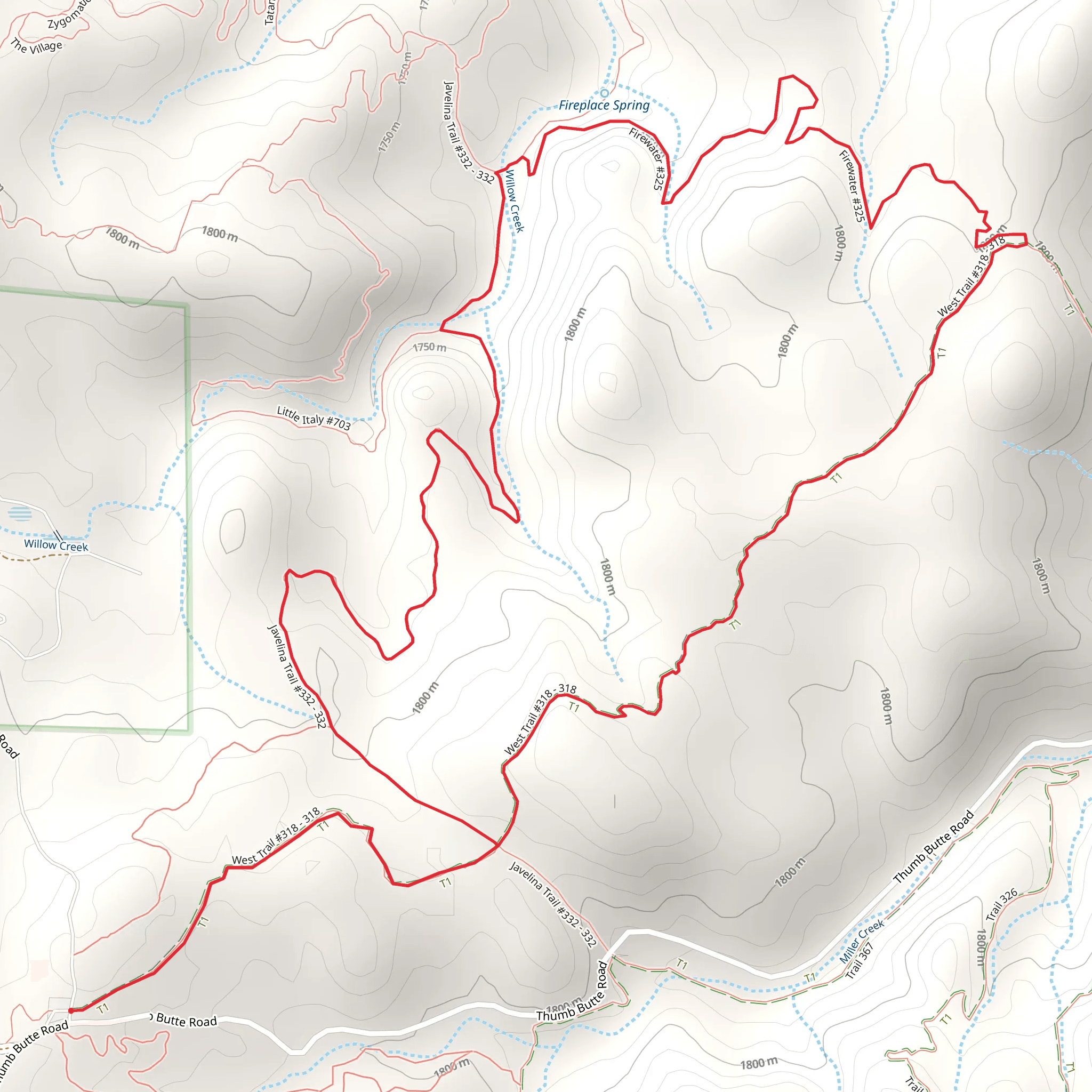 Javelina - Firewater - West Loop Trail mobile static map
