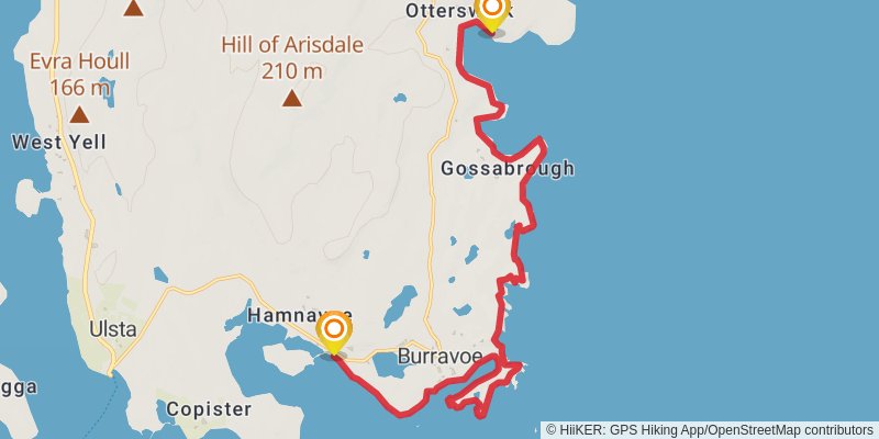 Coastal Walk of Shetland - Yell stage 8 Map